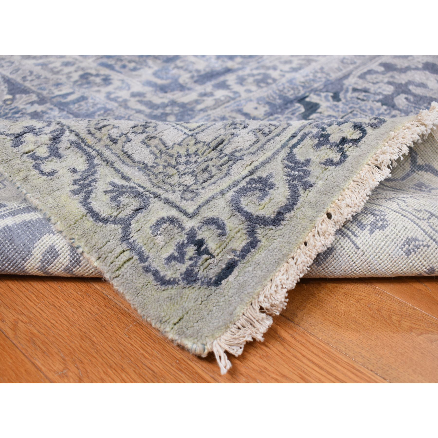 12'x18' Cloud Gray, Broken and Erased Persian Design, Wool with Pure Silk, Hand Knotted, Oversized Oriental Rug HR78038 - Image 6