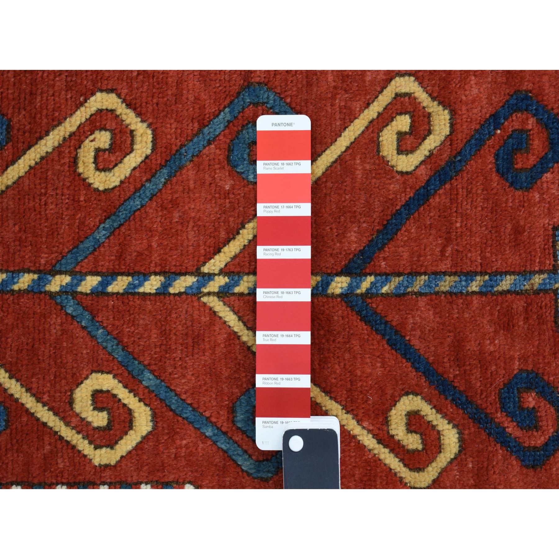 6'10"x9'3" Scarlet Red, Antique Caucasian Swan Kazak, Vegetable Dyes, Good Condition, No Repairs, Clean, Rare Large Size, 100% Wool, Hand knotted Oriental Rug HR78056 - Image 6