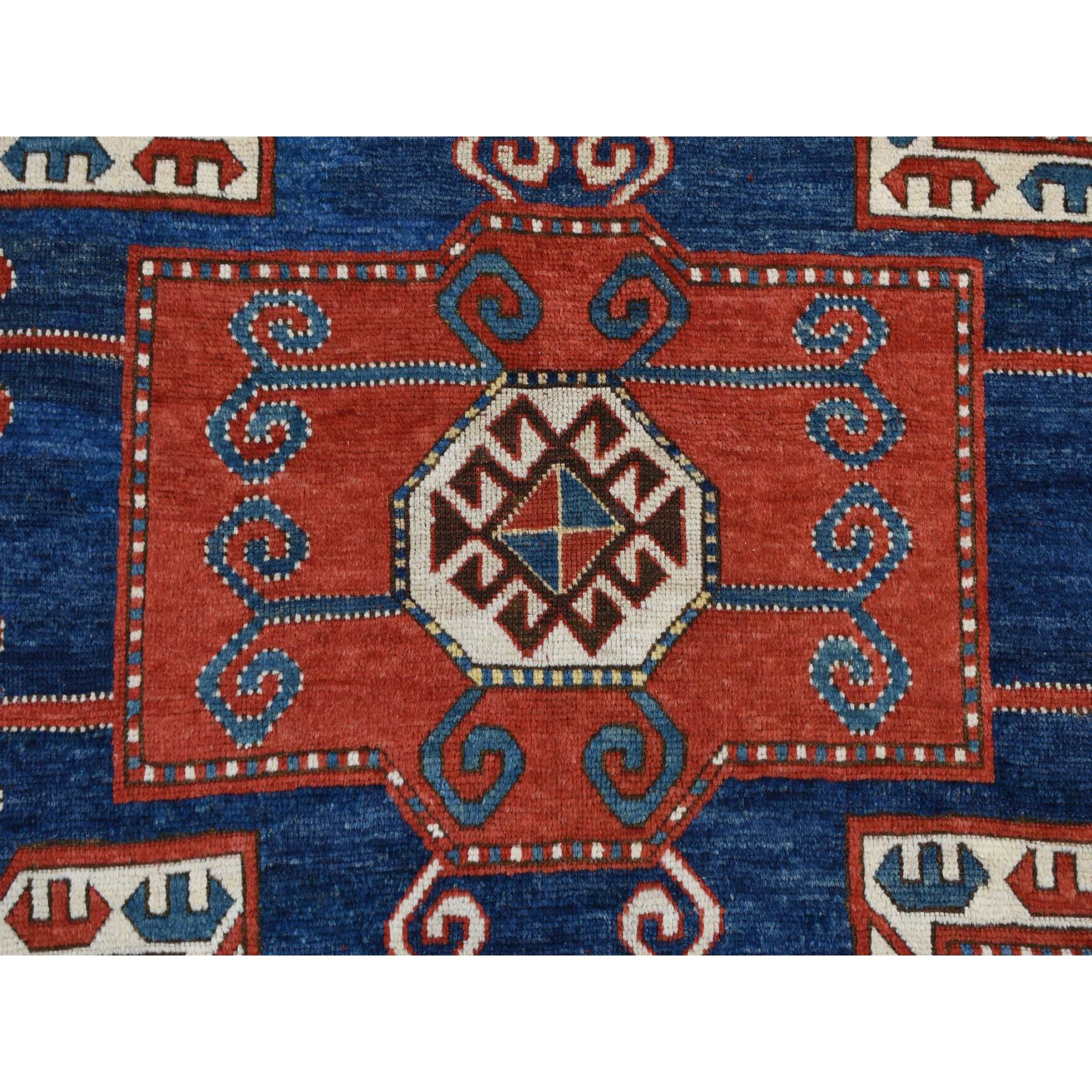 6'10"x9'3" Scarlet Red, Antique Caucasian Swan Kazak, Vegetable Dyes, Good Condition, No Repairs, Clean, Rare Large Size, 100% Wool, Hand knotted Oriental Rug HR78056 - Image 7