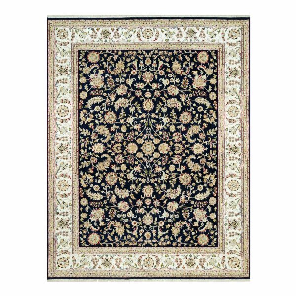 8'x10'3" Ombre Blue, Denser Weave Hand Knotted, 250 KPSI, Nain Design and All Over Floral Motifs, Organic Wool, Oriental Rug HR90498
