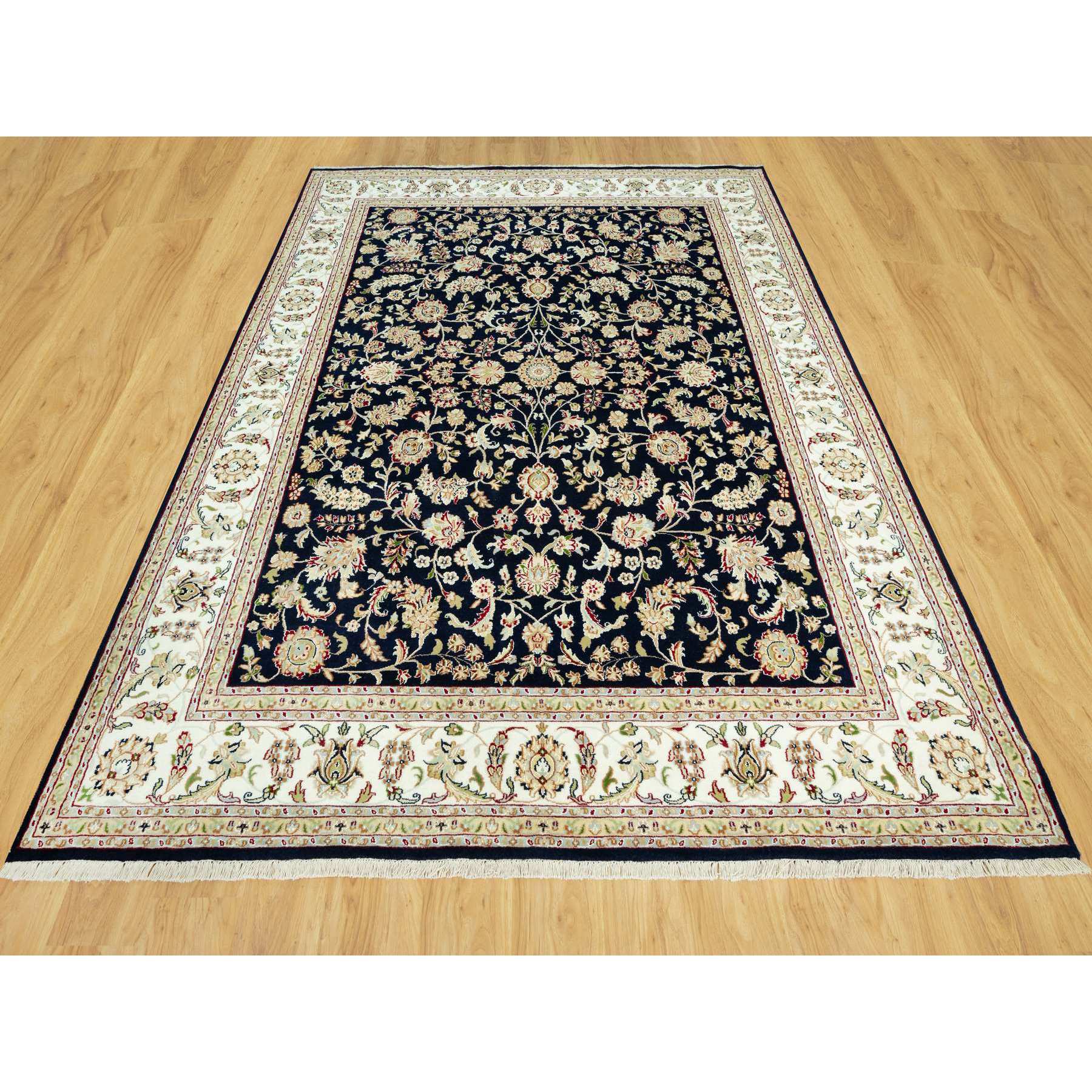 8'x10'3" Ombre Blue, Denser Weave Hand Knotted, 250 KPSI, Nain Design and All Over Floral Motifs, Organic Wool, Oriental Rug HR90498 - Image 3