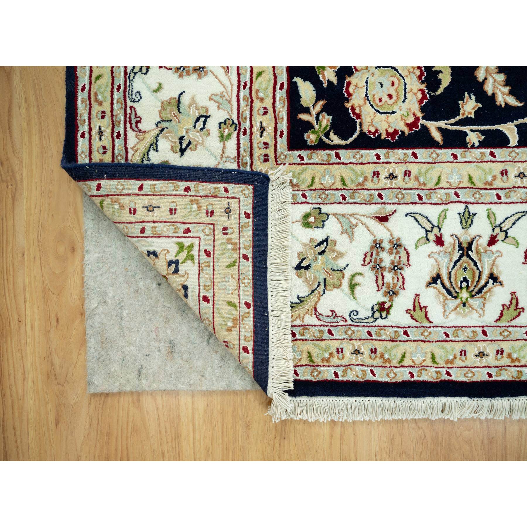 8'x10'3" Ombre Blue, Denser Weave Hand Knotted, 250 KPSI, Nain Design and All Over Floral Motifs, Organic Wool, Oriental Rug HR90498 - Image 5