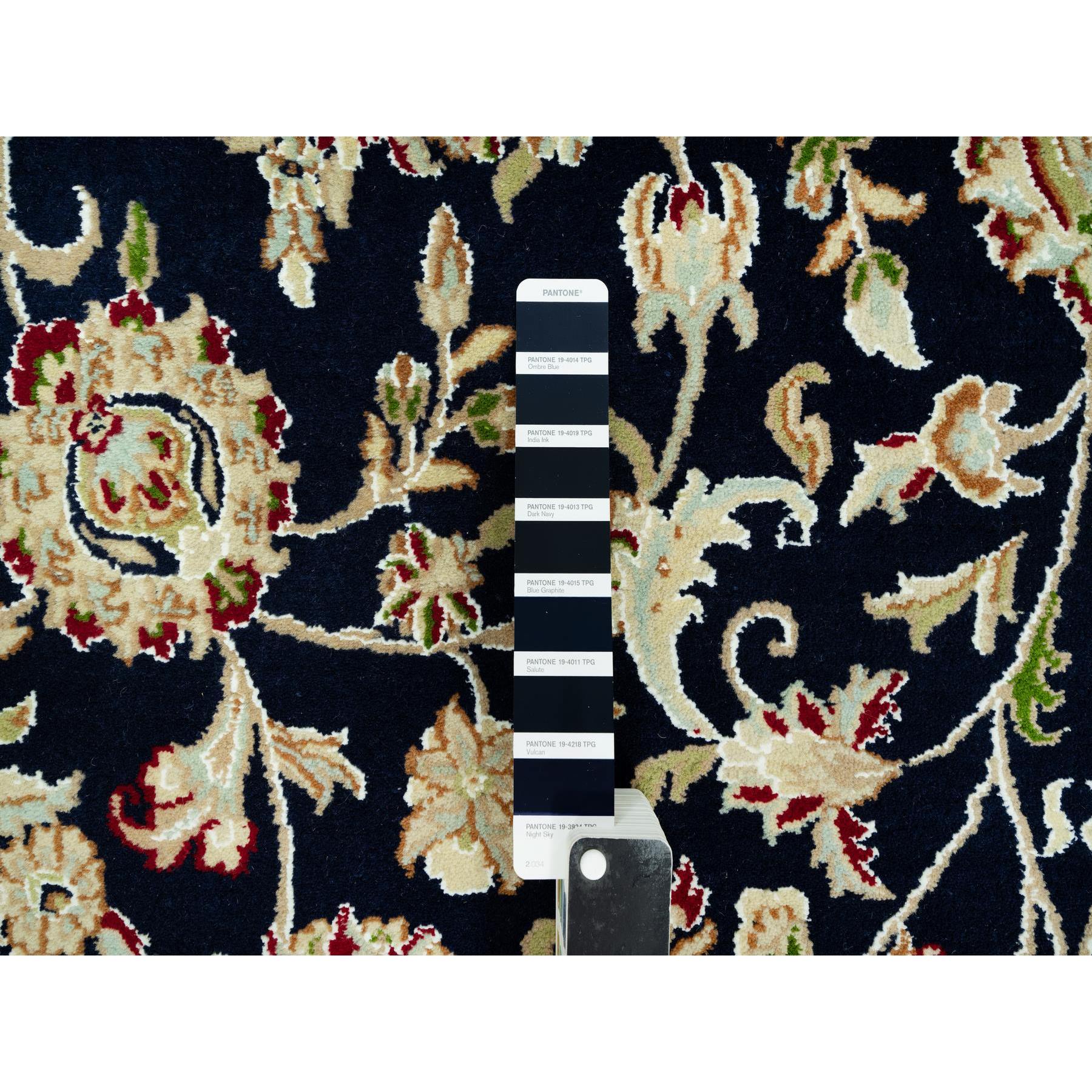8'x10'3" Ombre Blue, Denser Weave Hand Knotted, 250 KPSI, Nain Design and All Over Floral Motifs, Organic Wool, Oriental Rug HR90498 - Image 8
