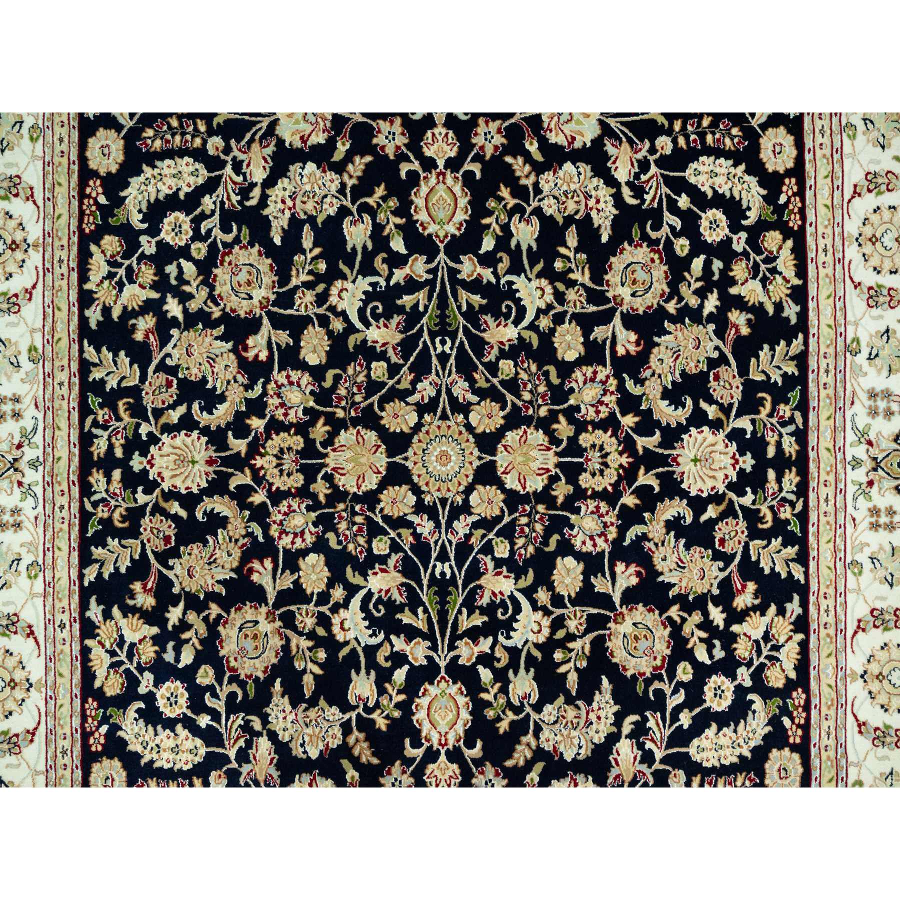 8'x10'3" Ombre Blue, Denser Weave Hand Knotted, 250 KPSI, Nain Design and All Over Floral Motifs, Organic Wool, Oriental Rug HR90498 - Image 9