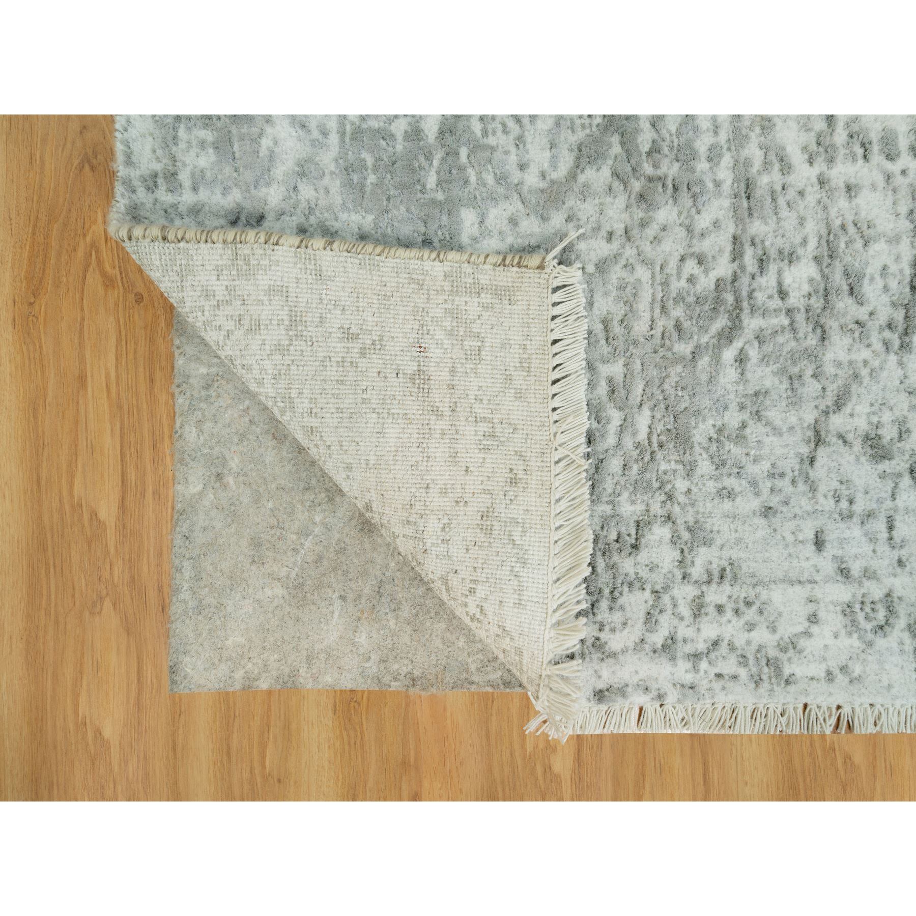 2'x3'2" Xanadu Gray, Broken Wool and Silk, Persian Design, Soft to Touch, Denser Weave, Hand Knotted, Oriental Rug HR90536 - Image 3