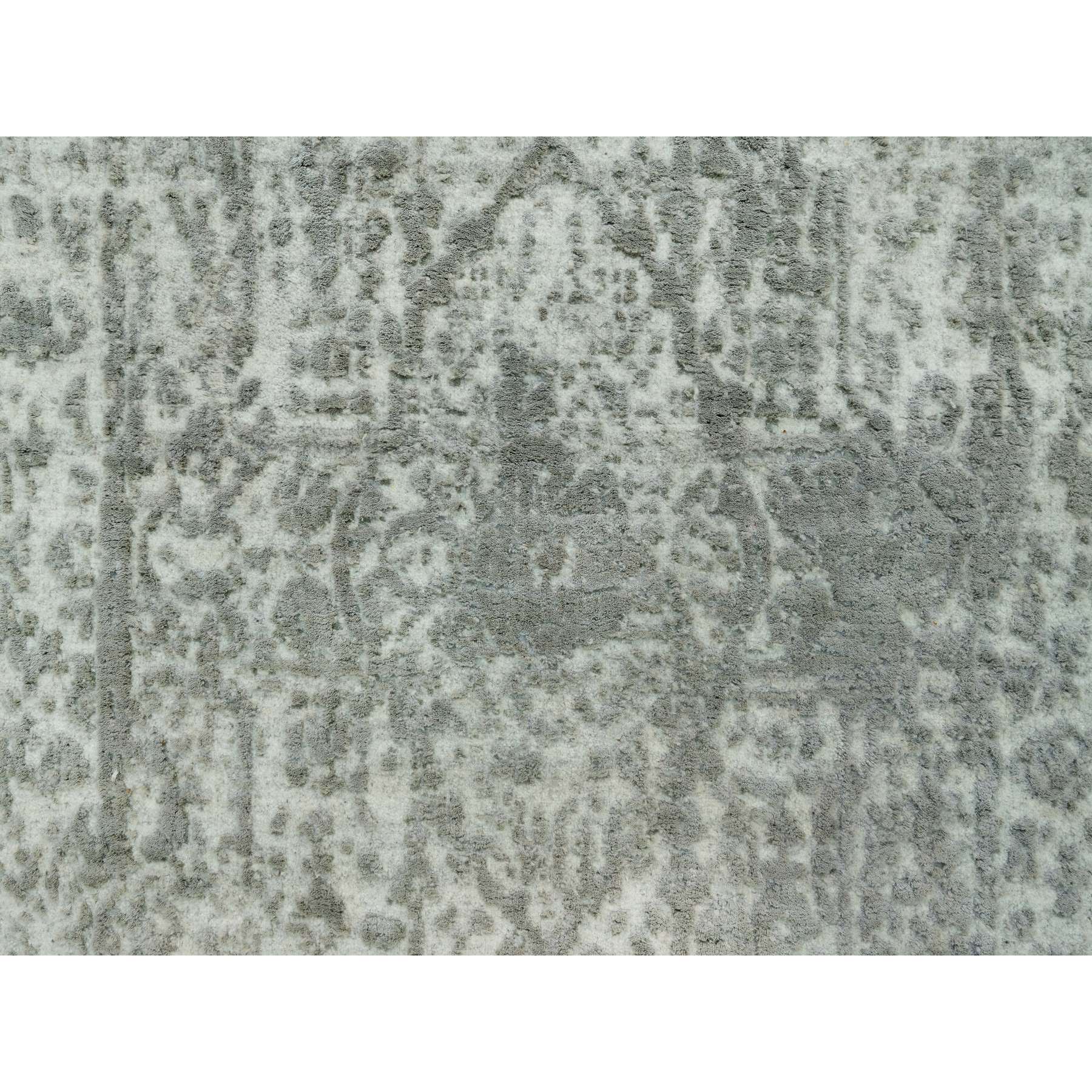 2'x3'2" Xanadu Gray, Broken Wool and Silk, Persian Design, Soft to Touch, Denser Weave, Hand Knotted, Oriental Rug HR90536 - Image 5