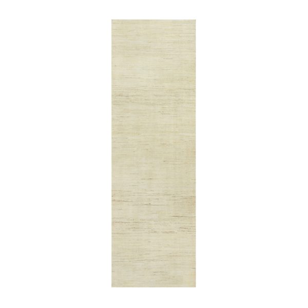 2'6"x8'2" Apple Blossom White, Lori Buft Gabbeh Plain Design, Luxurious Wool, Soft to The Touch Hand Knotted, Runner Oriental Rug HR90554