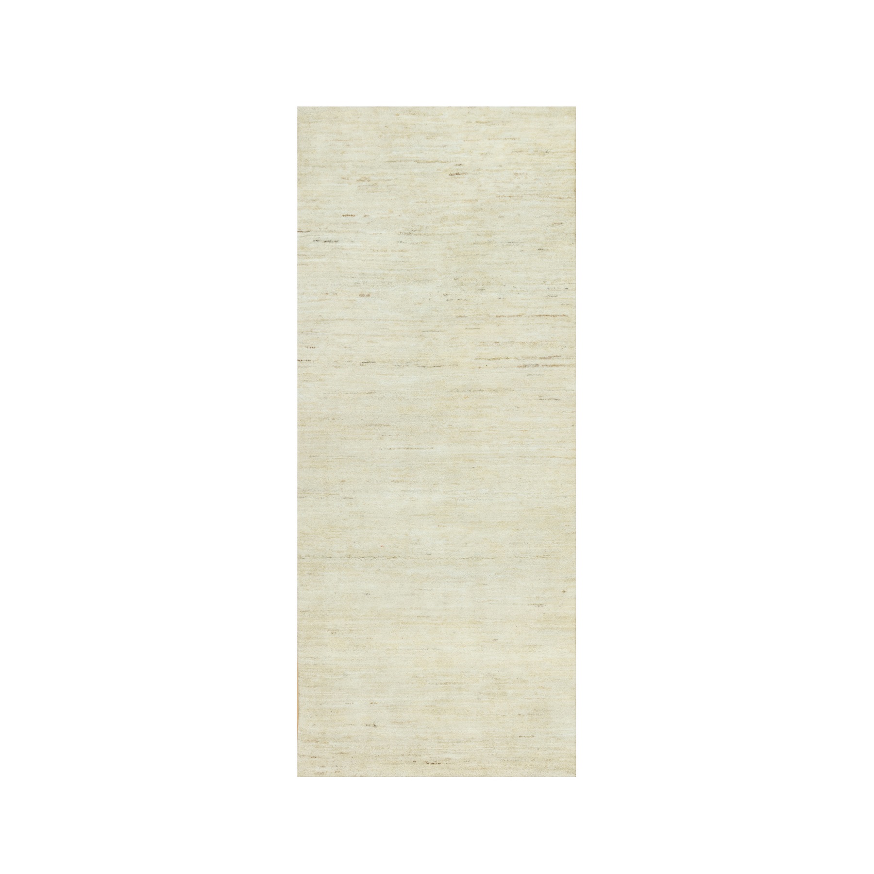 2'6"x6' Great Hall Mouldings White, Denser Weave, Hand Knotted, Lori Buft Gabbeh Plain Design, 100% Wool, Runner Oriental Rug HR90556