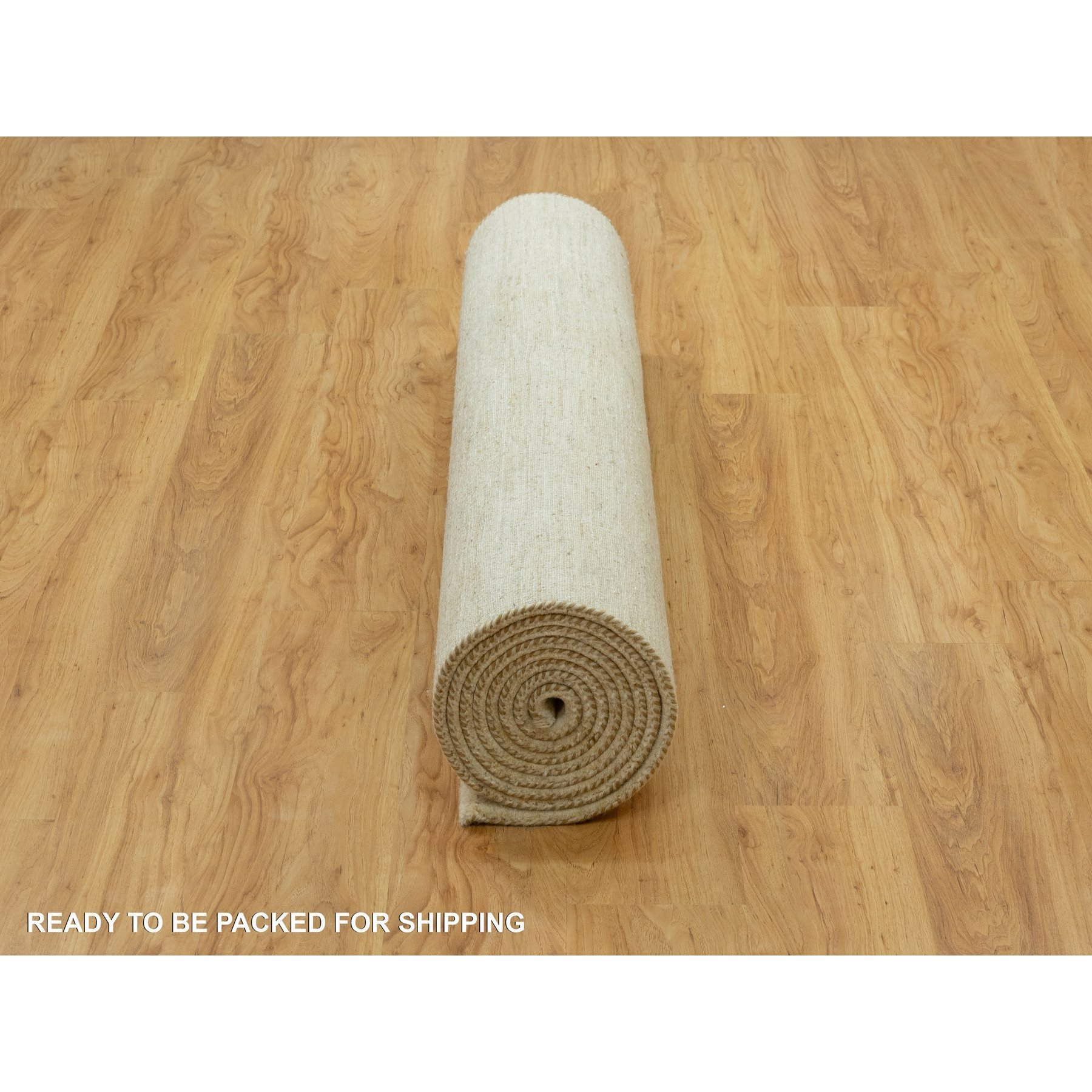 5'1x13'10" Quiet White, Denser Weave, Soft to Touch, Lori Buft Gabbeh Plain Design, 100% Pure Wool, Hand Knotted, Wide Runner, Oriental Rug HR90559 - Image 6