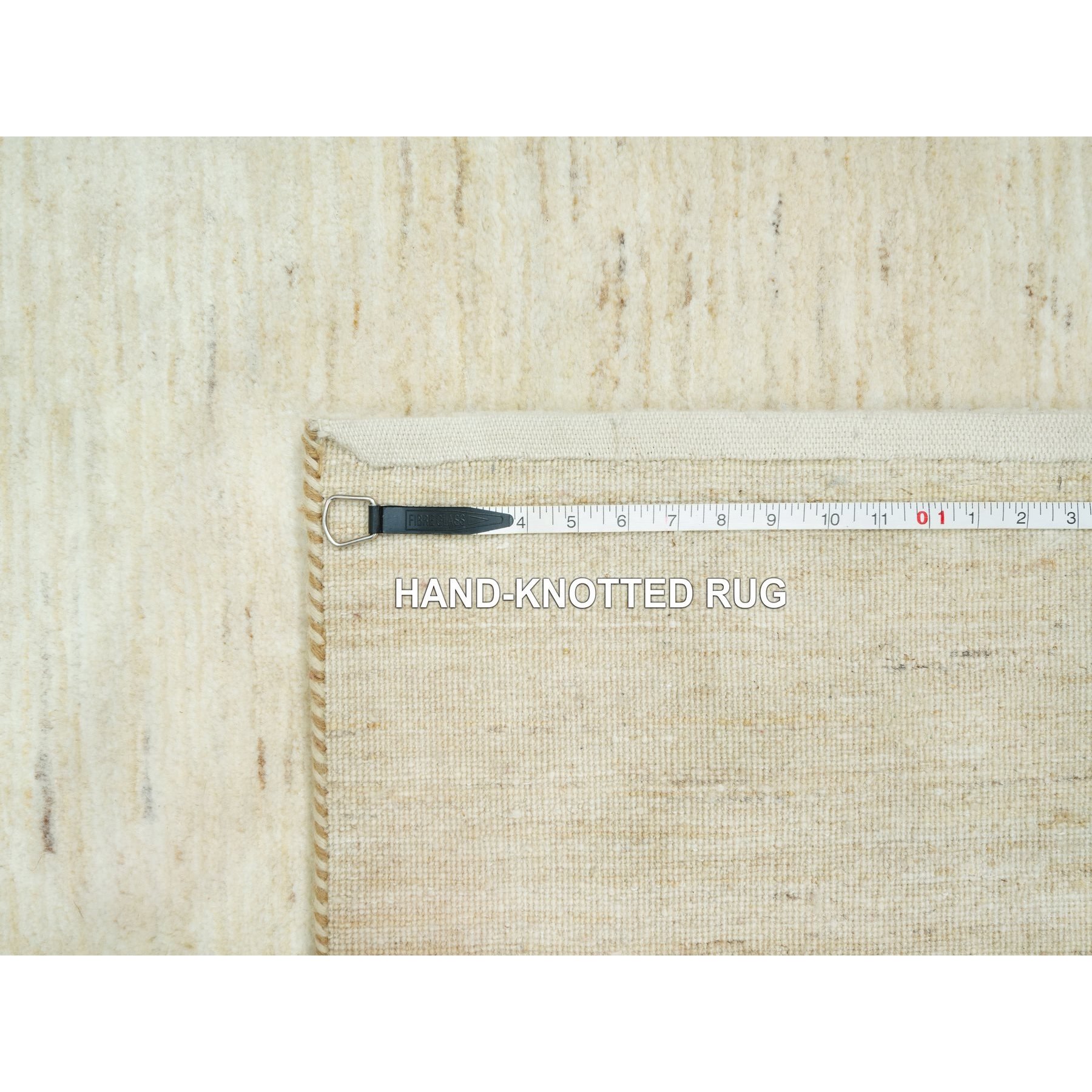 5'1x13'10" Quiet White, Denser Weave, Soft to Touch, Lori Buft Gabbeh Plain Design, 100% Pure Wool, Hand Knotted, Wide Runner, Oriental Rug HR90559 - Image 8