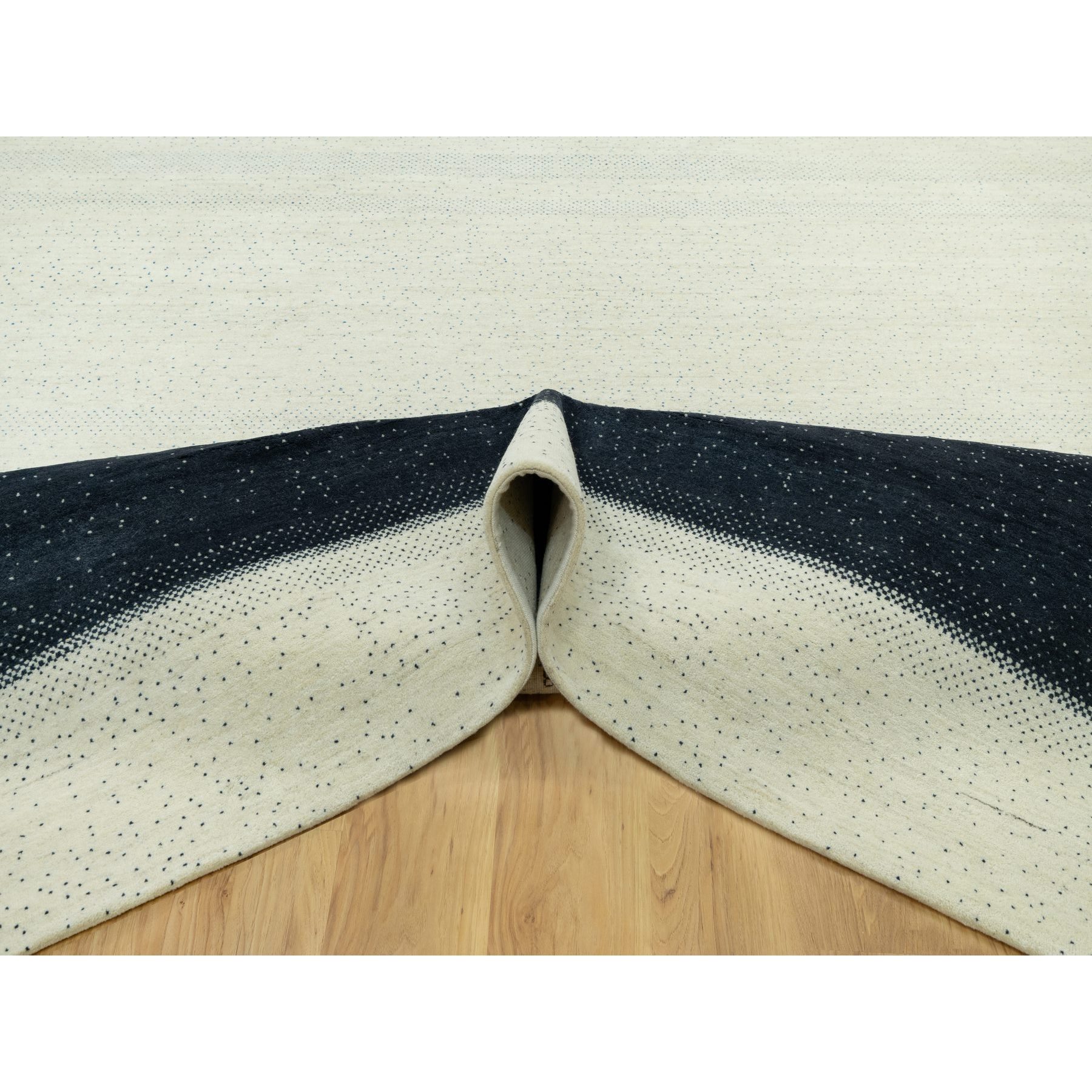 10'x14'1" Floral White, Tree Design Modern Gabbeh Lori Buft , Pure Wool, Hand Knotted Thick and Plush Soft Pile Oriental Rug HR90569 - Image 6