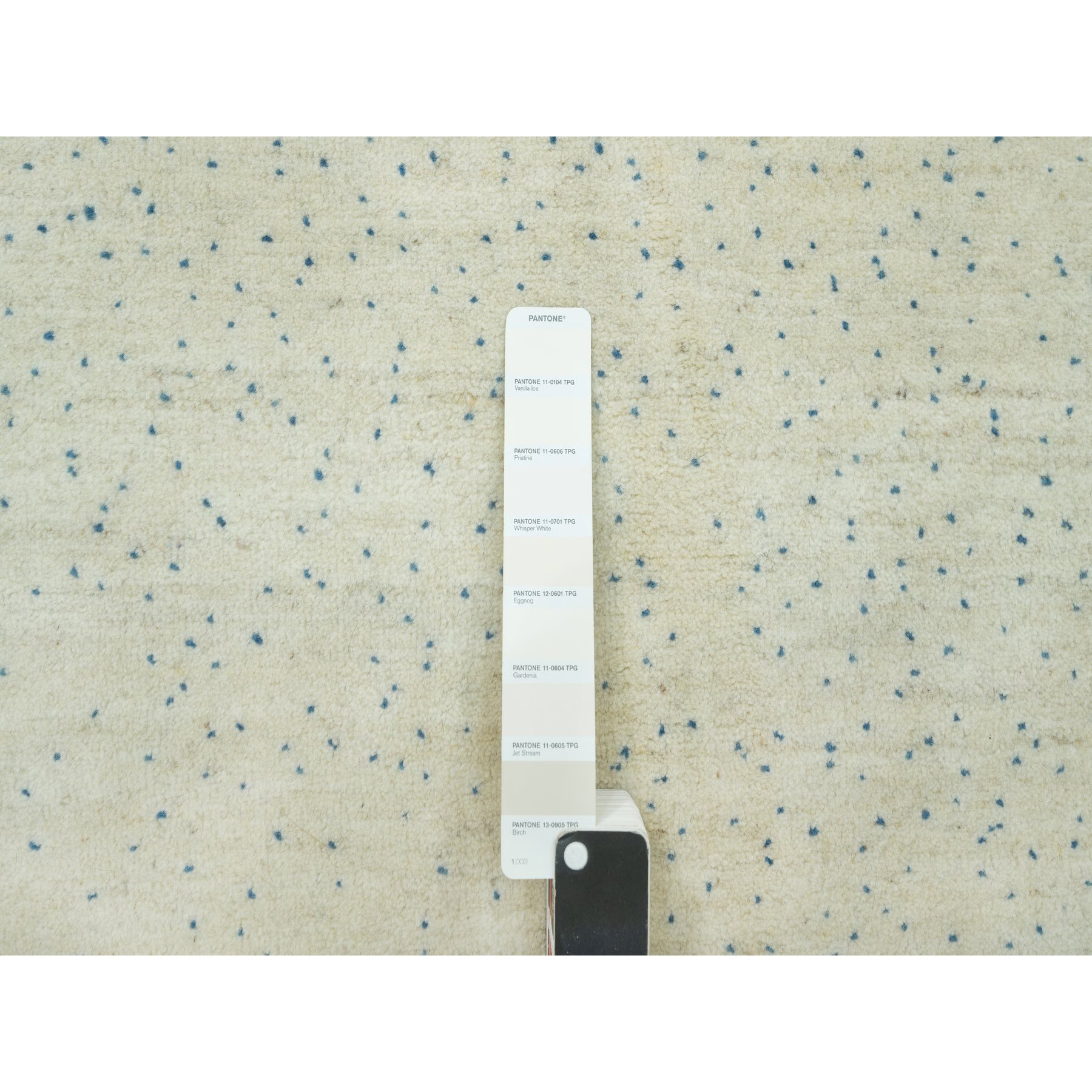 10'x14'1" Floral White, Tree Design Modern Gabbeh Lori Buft , Pure Wool, Hand Knotted Thick and Plush Soft Pile Oriental Rug HR90569 - Image 8
