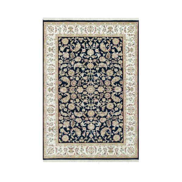 6'1"x9' Big Stone Blue, Nain With All Over Flower Design, Hand Knotted High Quality Wool, Denser Weave, Oriental 250 KPSI Rug HR90612