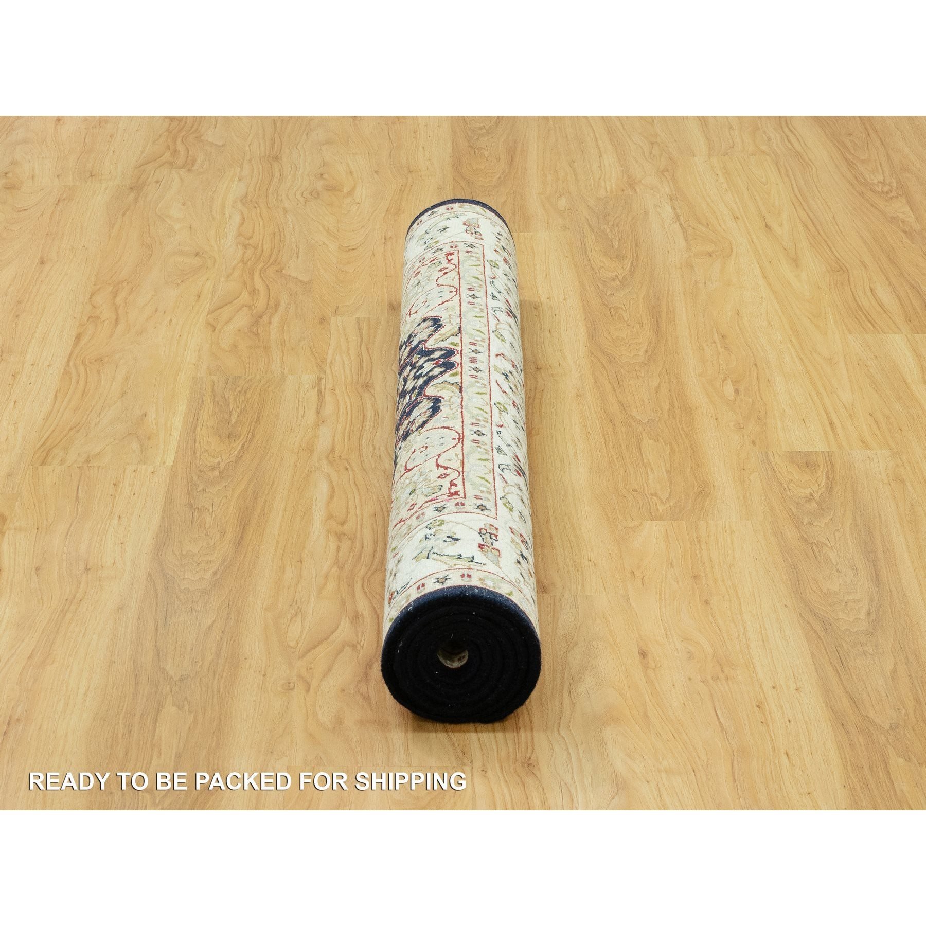 4'3"x6'3" Gale Force Blue, 250 KPSI, Nain Pure Wool Central Medallion Floral Design Denser Weave, Hand Knotted, Oriental Rug HR90619 - Image 6
