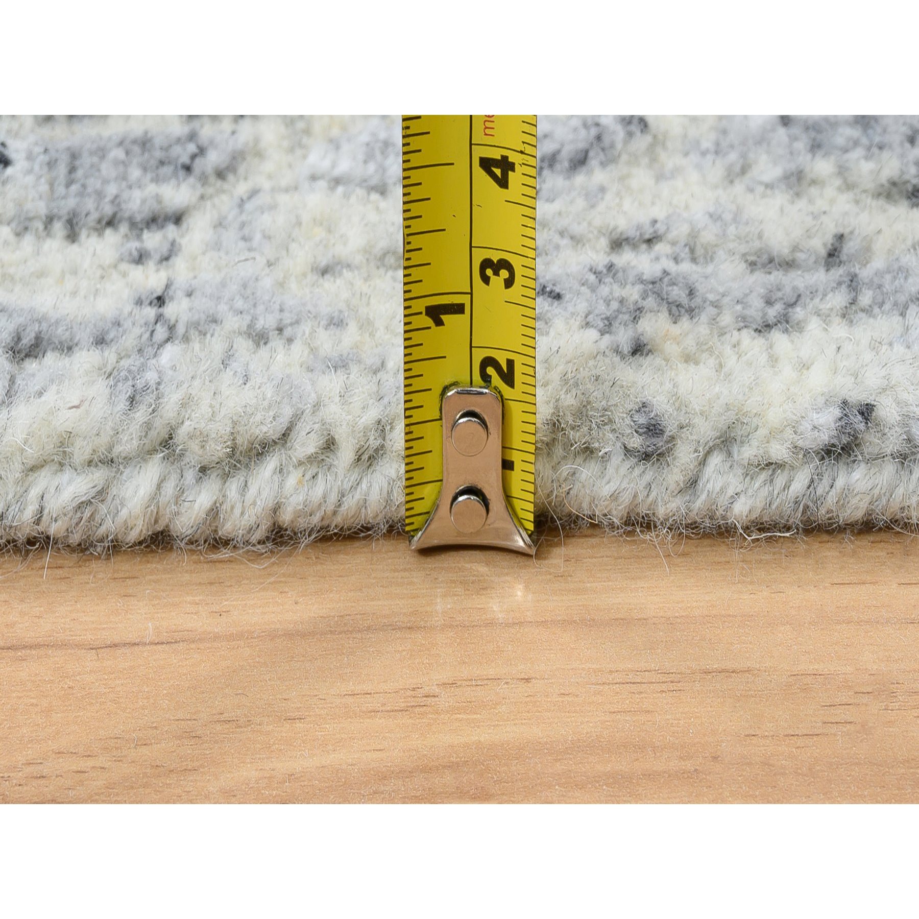 2'6"x12' Gray, Tone On Tone Transitional Erased Design, Jacquard Hand Loomed, Wool And Plant Based Silk, Oriental, Runner Rug HR63754 - Image 7