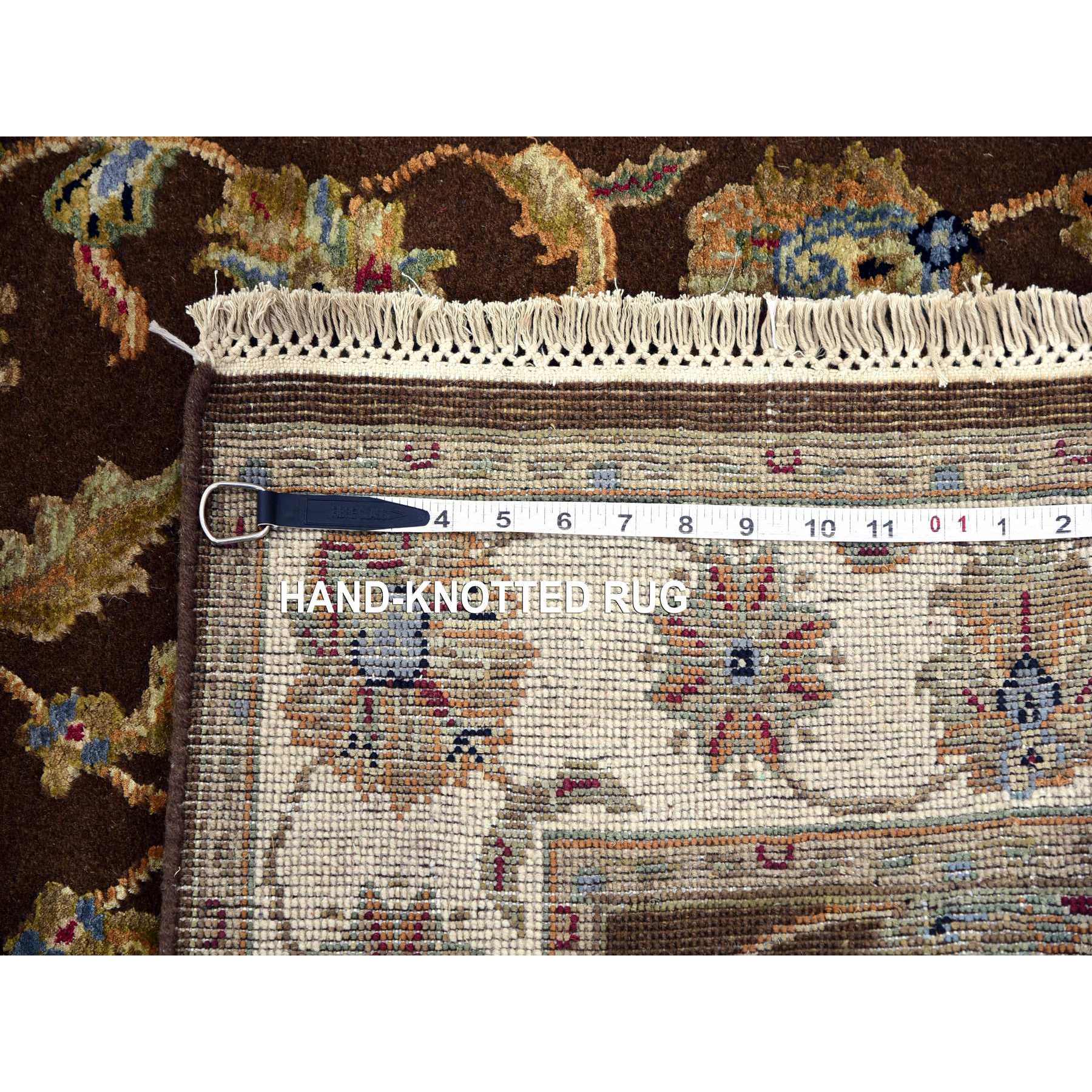 3'x5'1" Breen Brown, Hand Knotted Wool and Silk, Rajasthan With All Over Leaf Design, Thick and Plush, Oriental Rug HR75400 - Image 7
