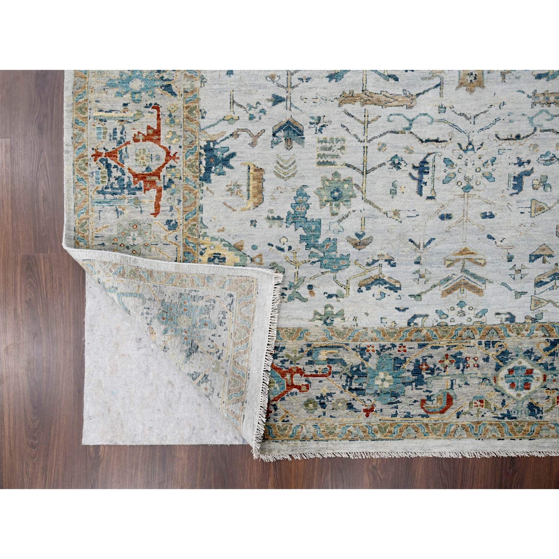 8'10"x12' Blueberry Muffin Blue and Heavenly Gray, Broken Persian Heriz Erased With All Over Pattern, Denser Weave, Hand Knotted 100% Wool, Oriental Rug HR84915 - Image 4