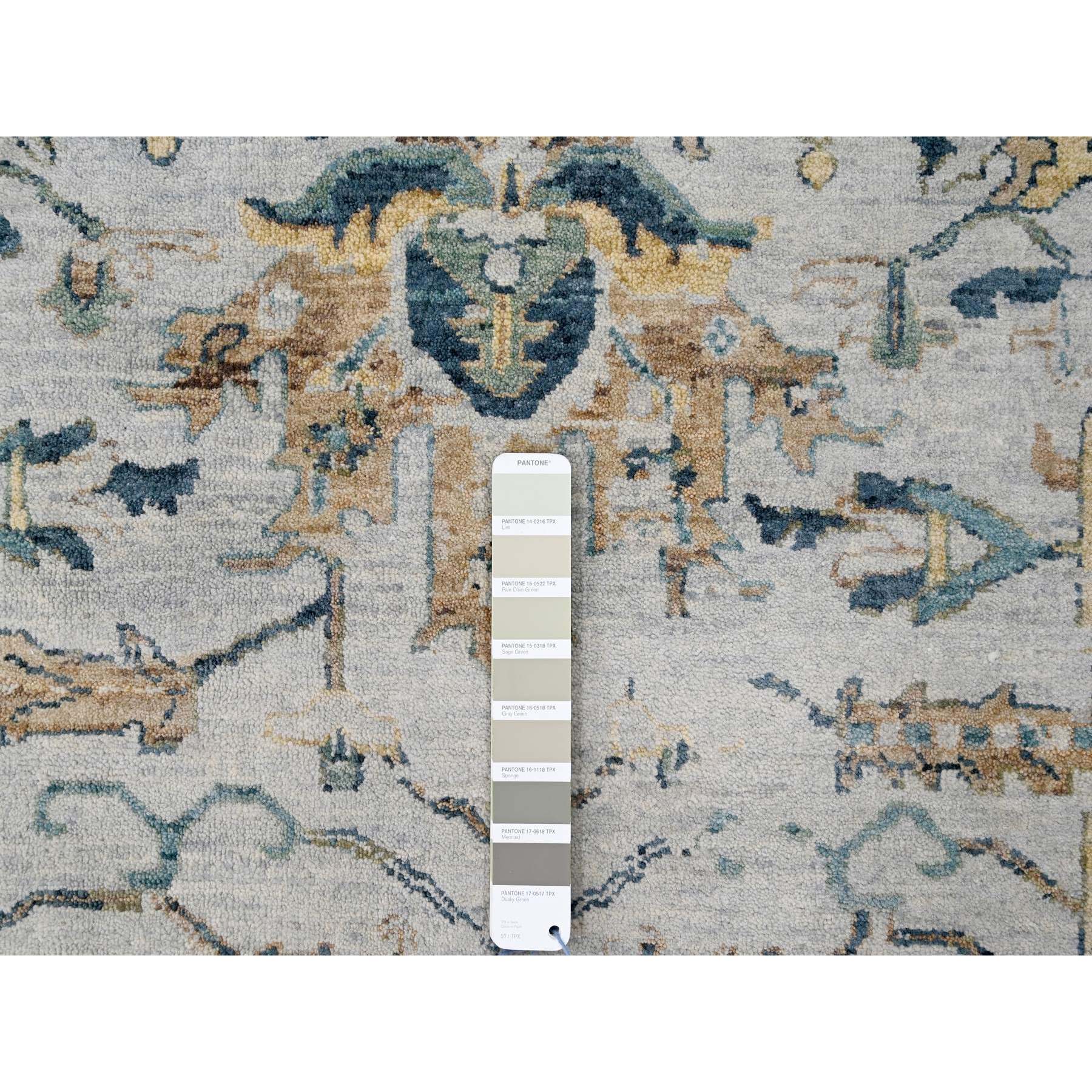 8'10"x12' Blueberry Muffin Blue and Heavenly Gray, Broken Persian Heriz Erased With All Over Pattern, Denser Weave, Hand Knotted 100% Wool, Oriental Rug HR84915 - Image 7