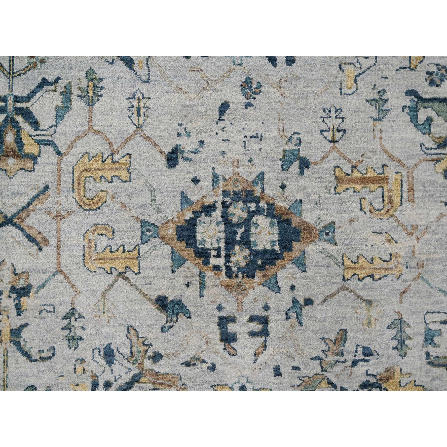 8'10"x12' Blueberry Muffin Blue and Heavenly Gray, Broken Persian Heriz Erased With All Over Pattern, Denser Weave, Hand Knotted 100% Wool, Oriental Rug HR84915 - Image 8