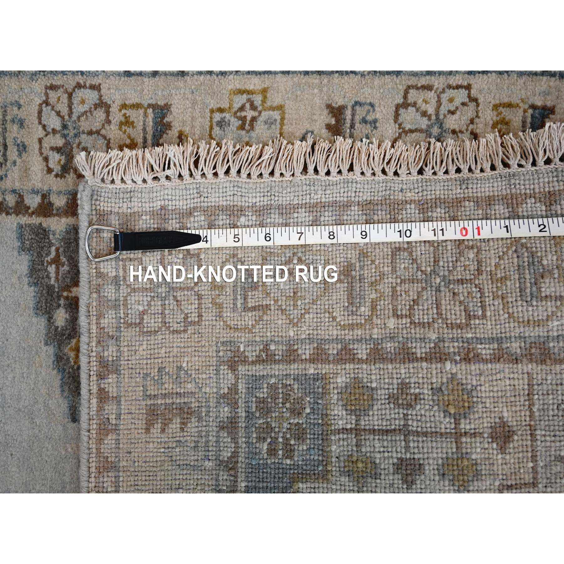 2'8"x23'10" Earl Gray and Navajo White, Natural Dyes, Densely Woven, Soft and Shiny Wool, Hand Knotted Persian Village Inspired Geometric Medallions, XL Runner Oriental Rug HR84928 - Image 8