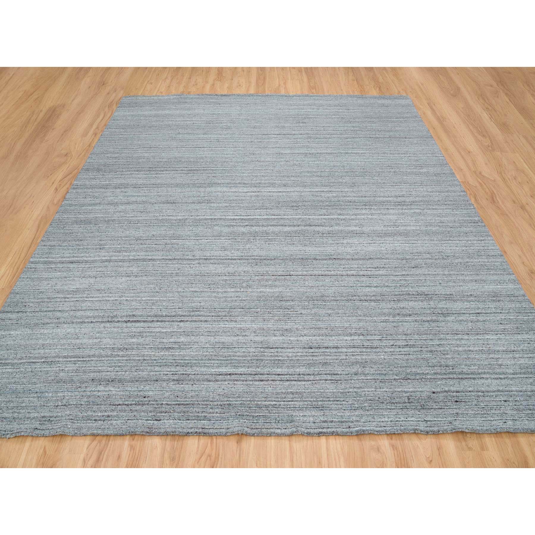 12'x12' Arsenic Gray, Hand Loomed, Modern Striae Design, Soft and Vibrant Pile, Tone on Tone, Pure Wool, Square Oriental Rug HR65558 - Image 2
