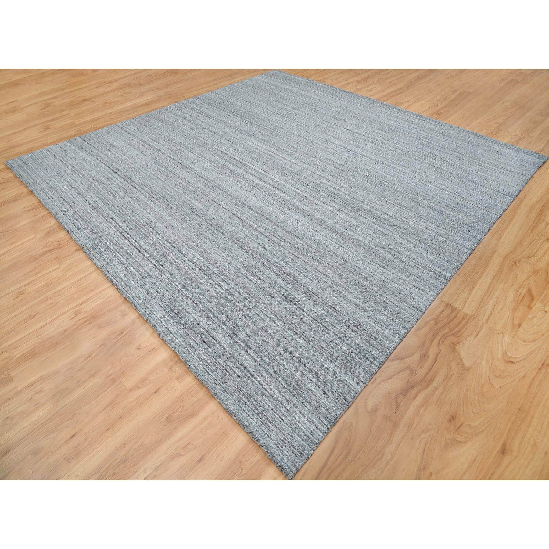 12'x12' Arsenic Gray, Hand Loomed, Modern Striae Design, Soft and Vibrant Pile, Tone on Tone, Pure Wool, Square Oriental Rug HR65558 - Image 3