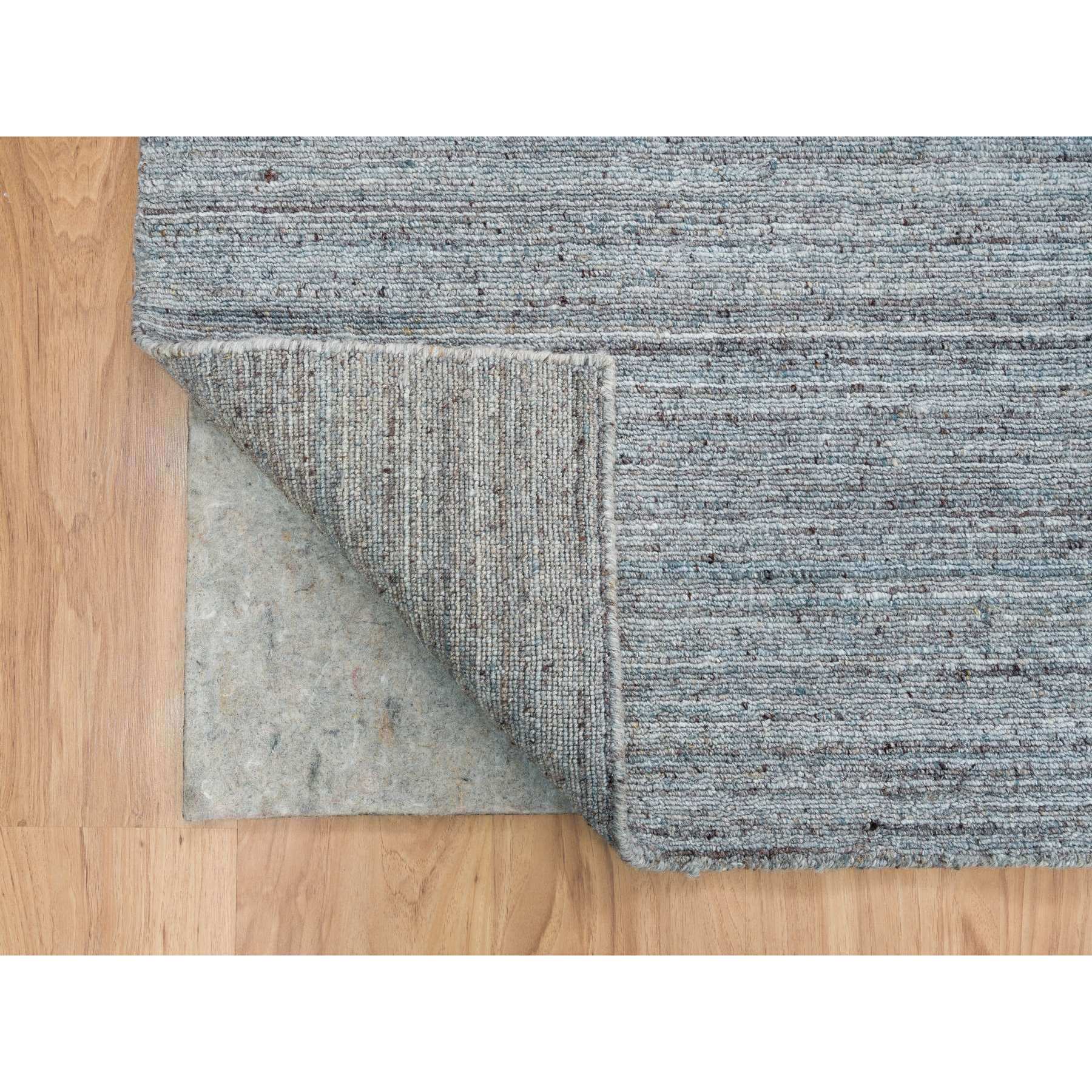 12'x12' Arsenic Gray, Hand Loomed, Modern Striae Design, Soft and Vibrant Pile, Tone on Tone, Pure Wool, Square Oriental Rug HR65558 - Image 4