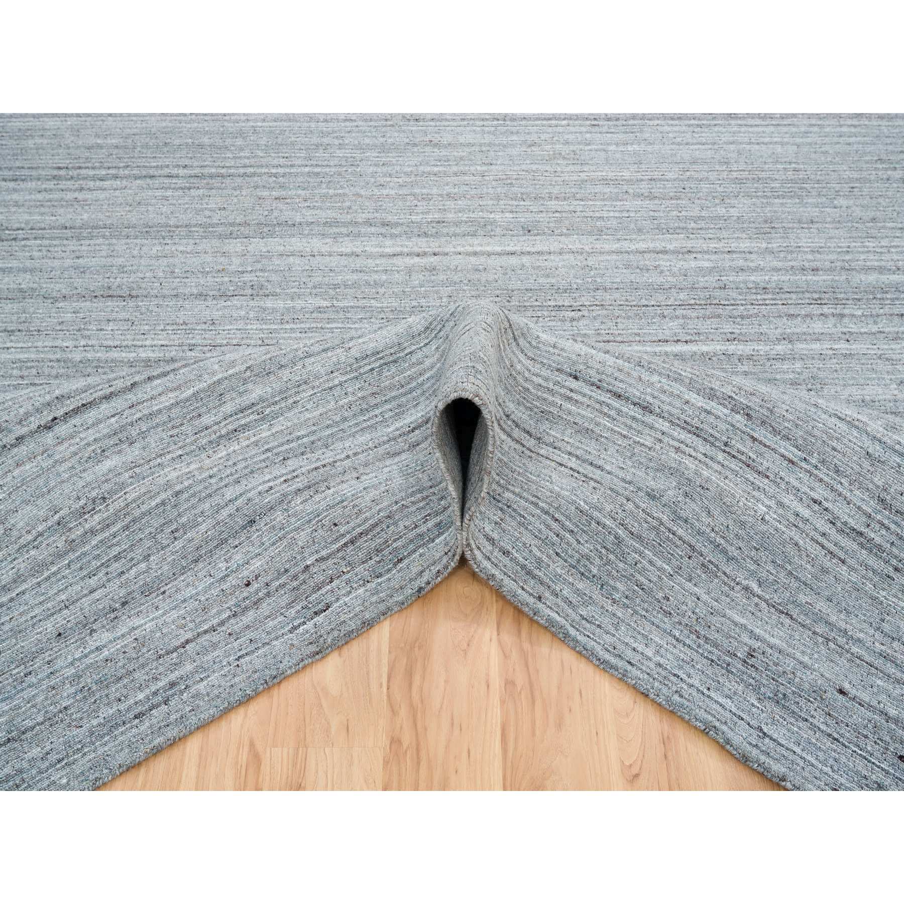 12'x12' Arsenic Gray, Hand Loomed, Modern Striae Design, Soft and Vibrant Pile, Tone on Tone, Pure Wool, Square Oriental Rug HR65558 - Image 5