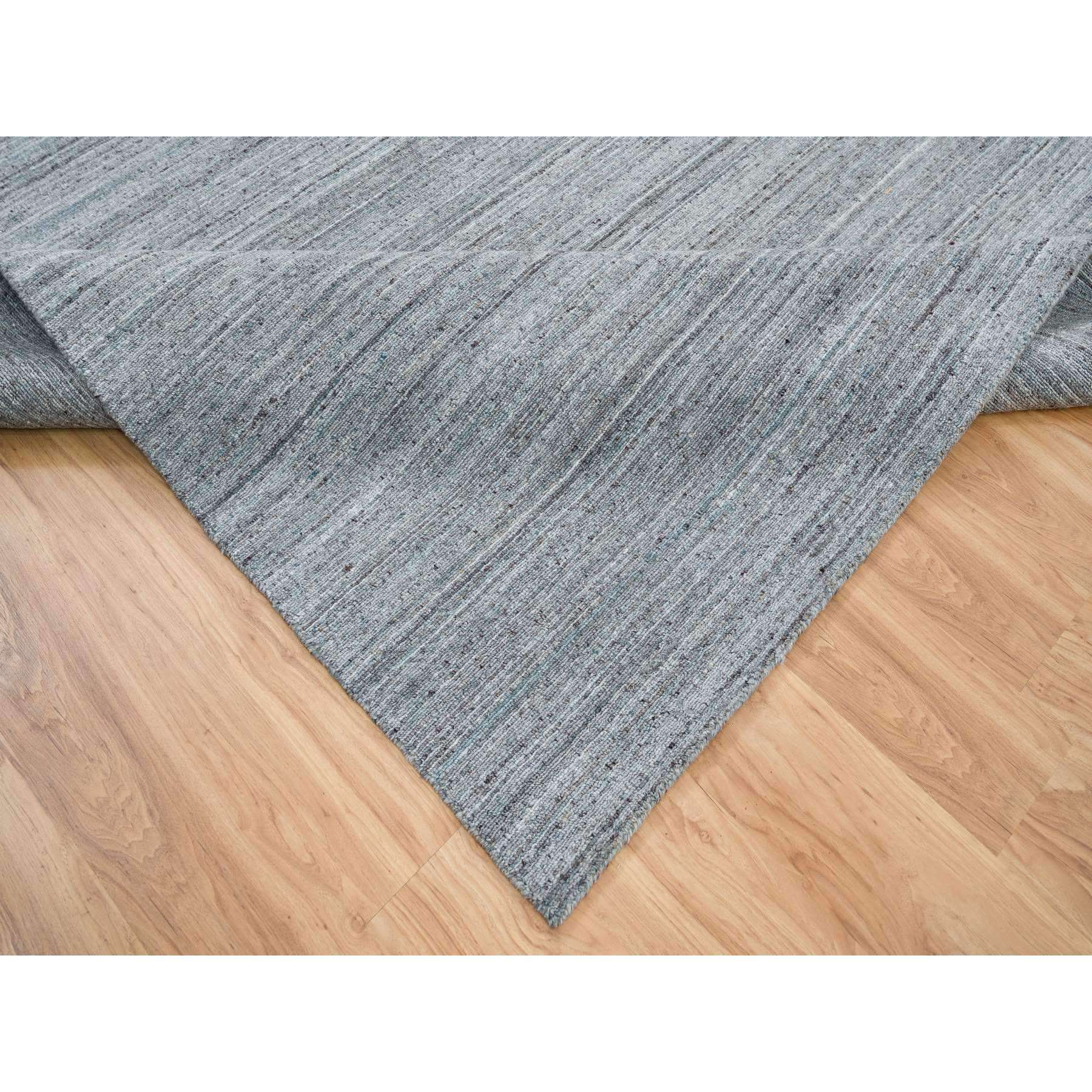 12'x12' Arsenic Gray, Hand Loomed, Modern Striae Design, Soft and Vibrant Pile, Tone on Tone, Pure Wool, Square Oriental Rug HR65558 - Image 6