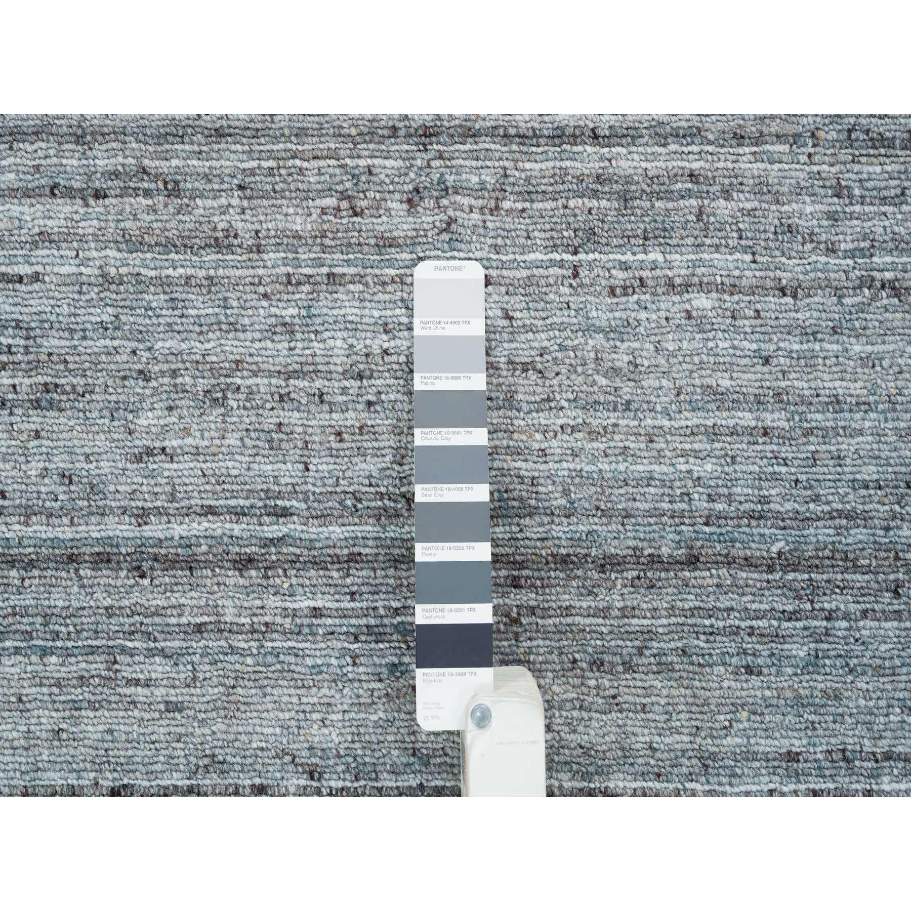 12'x12' Arsenic Gray, Hand Loomed, Modern Striae Design, Soft and Vibrant Pile, Tone on Tone, Pure Wool, Square Oriental Rug HR65558 - Image 7