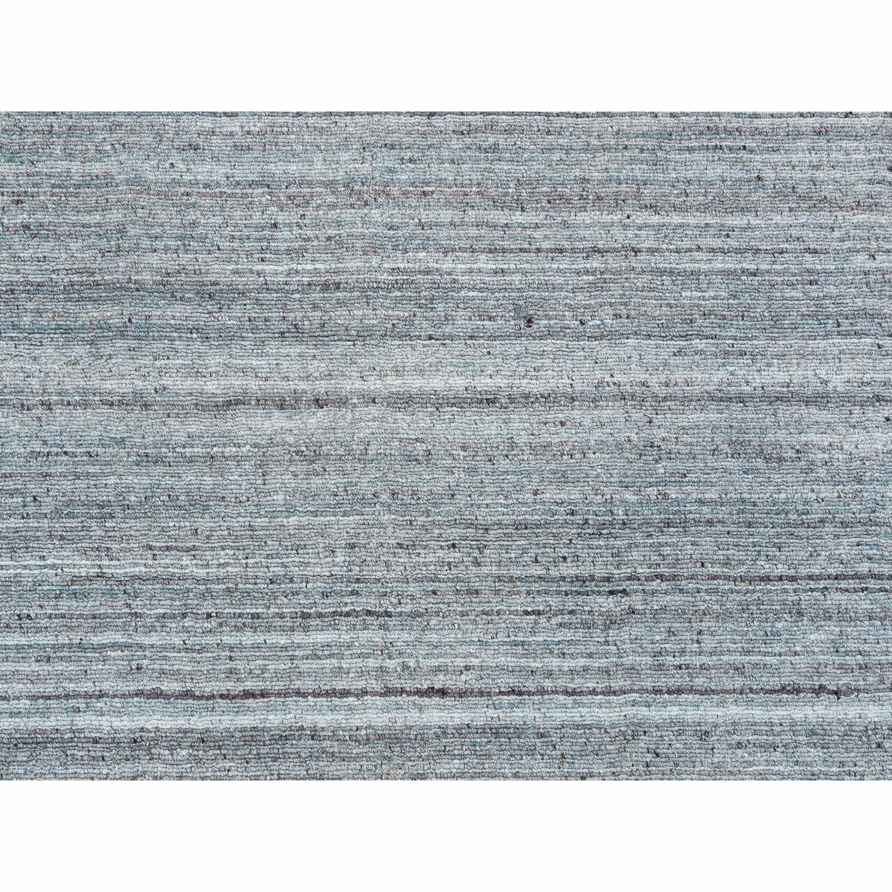 12'x12' Arsenic Gray, Hand Loomed, Modern Striae Design, Soft and Vibrant Pile, Tone on Tone, Pure Wool, Square Oriental Rug HR65558 - Image 8