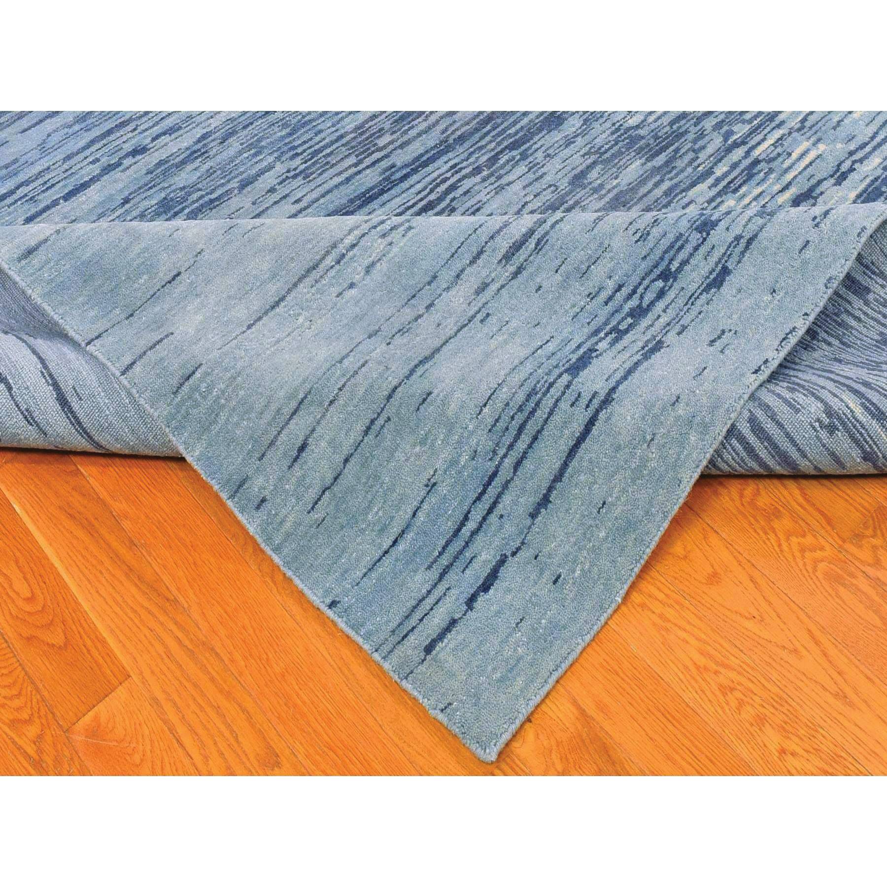 14'1"x18' Oversized Blue Oceanic Pure Wool Horizontal Ombre Design Hand Knotted Oriental Rug HR66847 - Image 7
