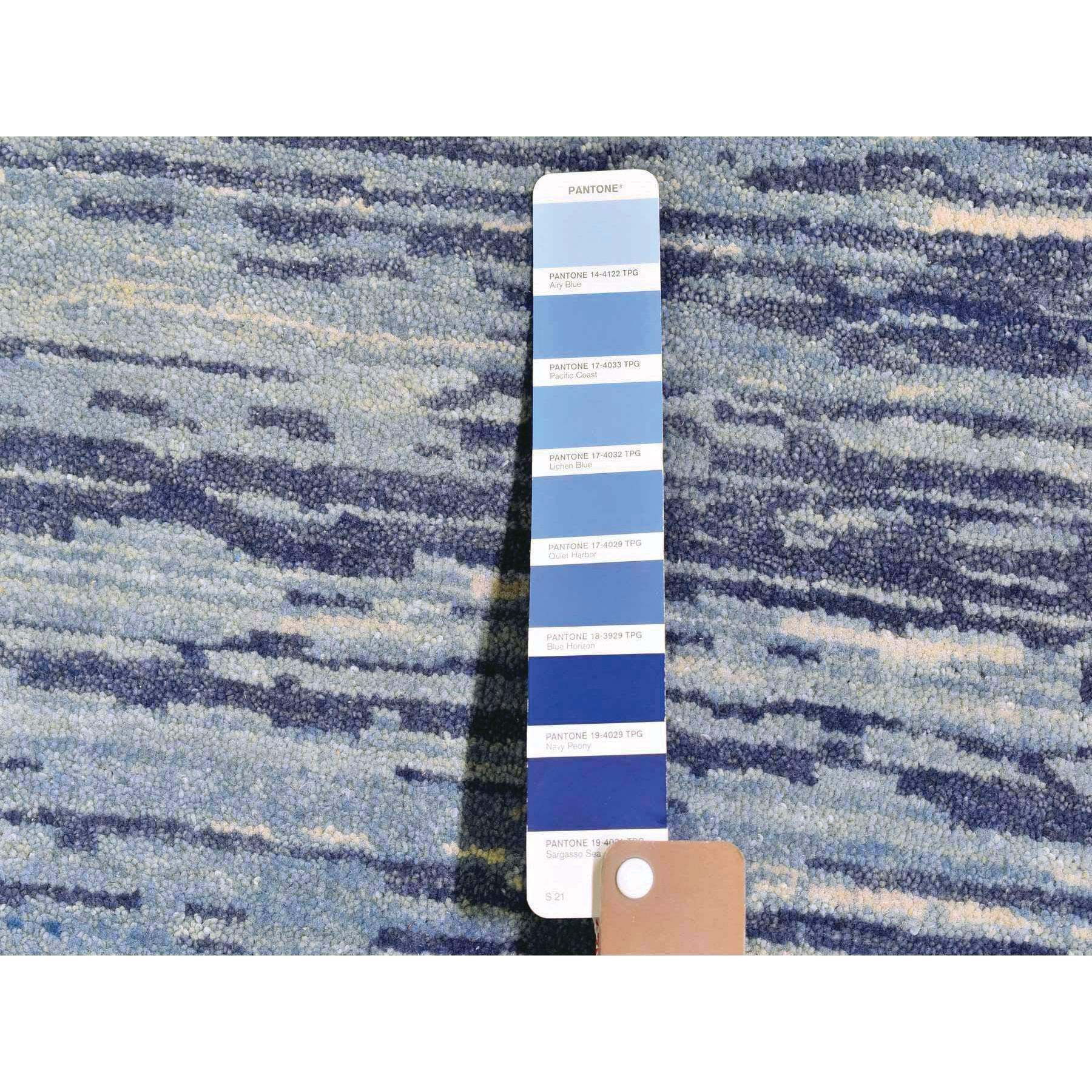 14'1"x18' Oversized Blue Oceanic Pure Wool Horizontal Ombre Design Hand Knotted Oriental Rug HR66847 - Image 8