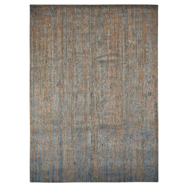 8'10"x12'2" Sky Blue, Vertical Ombre Design, Silk with Textured Wool, Hand Knotted, Oriental Rug HR78142