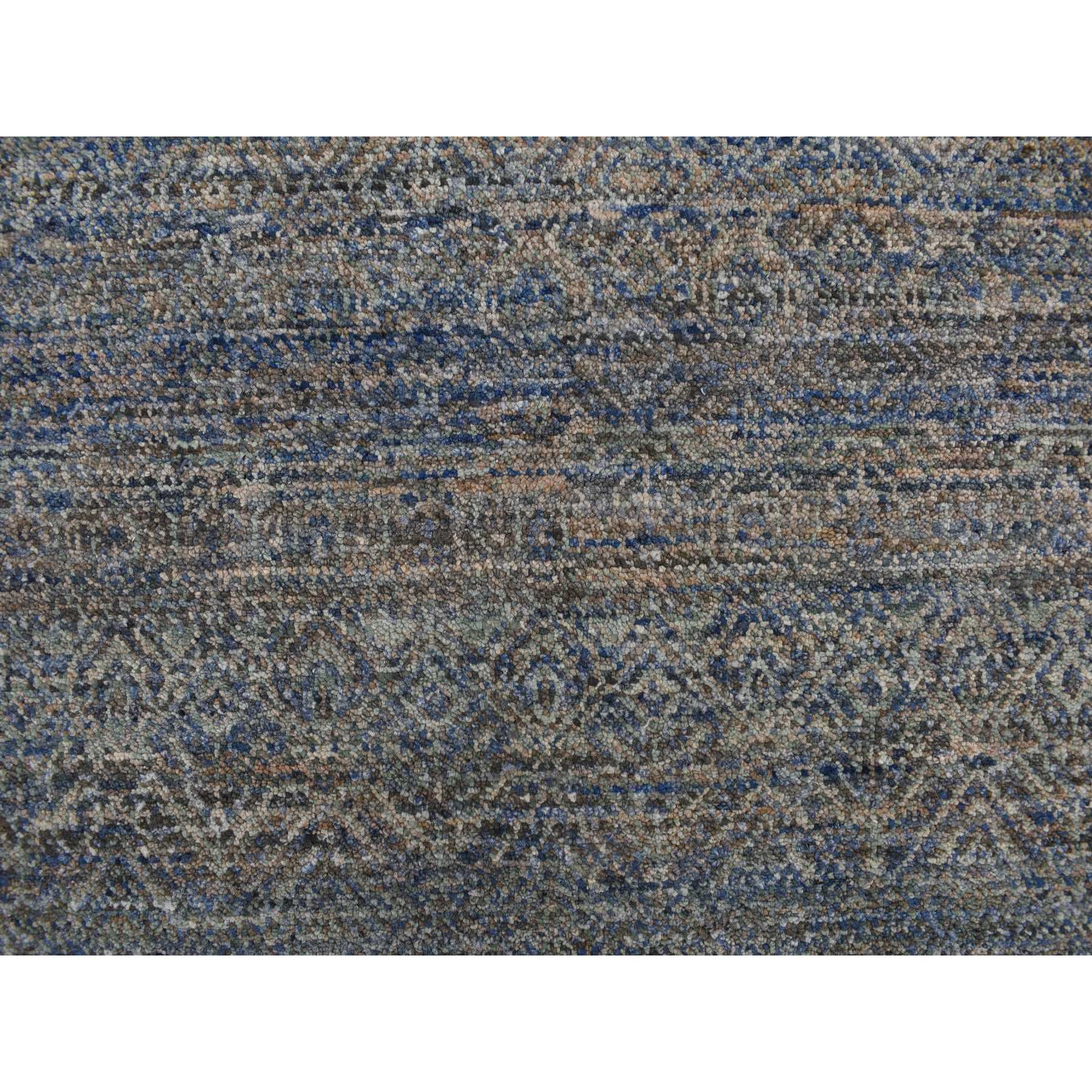 5'x14' Yale Blue, Kohinoor Collection, Modern, Tone on Tone, 100% Wool, Hand Knotted, Gallery Size, Oriental Rug HR78148 - Image 5