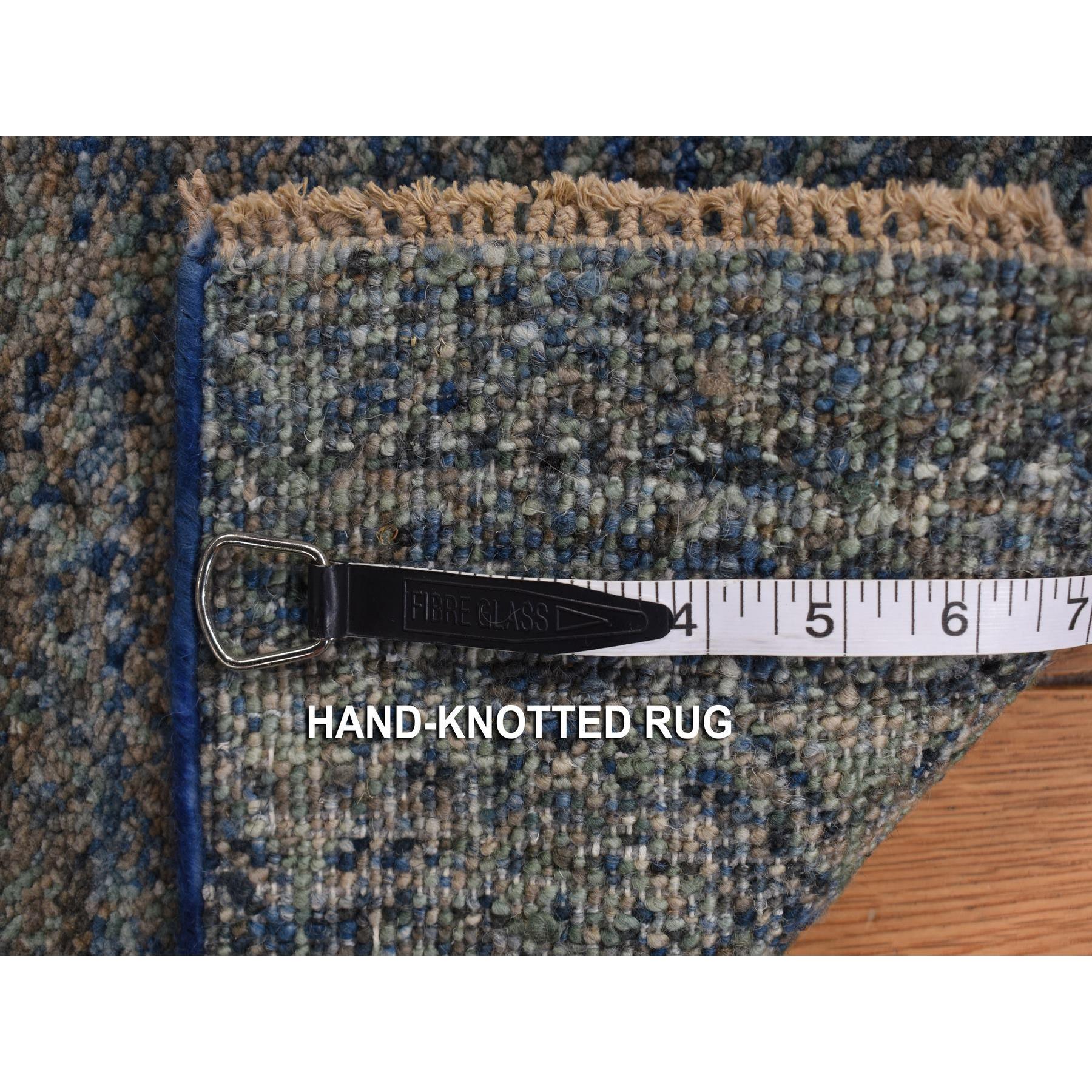 5'x14' Yale Blue, Kohinoor Collection, Modern, Tone on Tone, 100% Wool, Hand Knotted, Gallery Size, Oriental Rug HR78148 - Image 9
