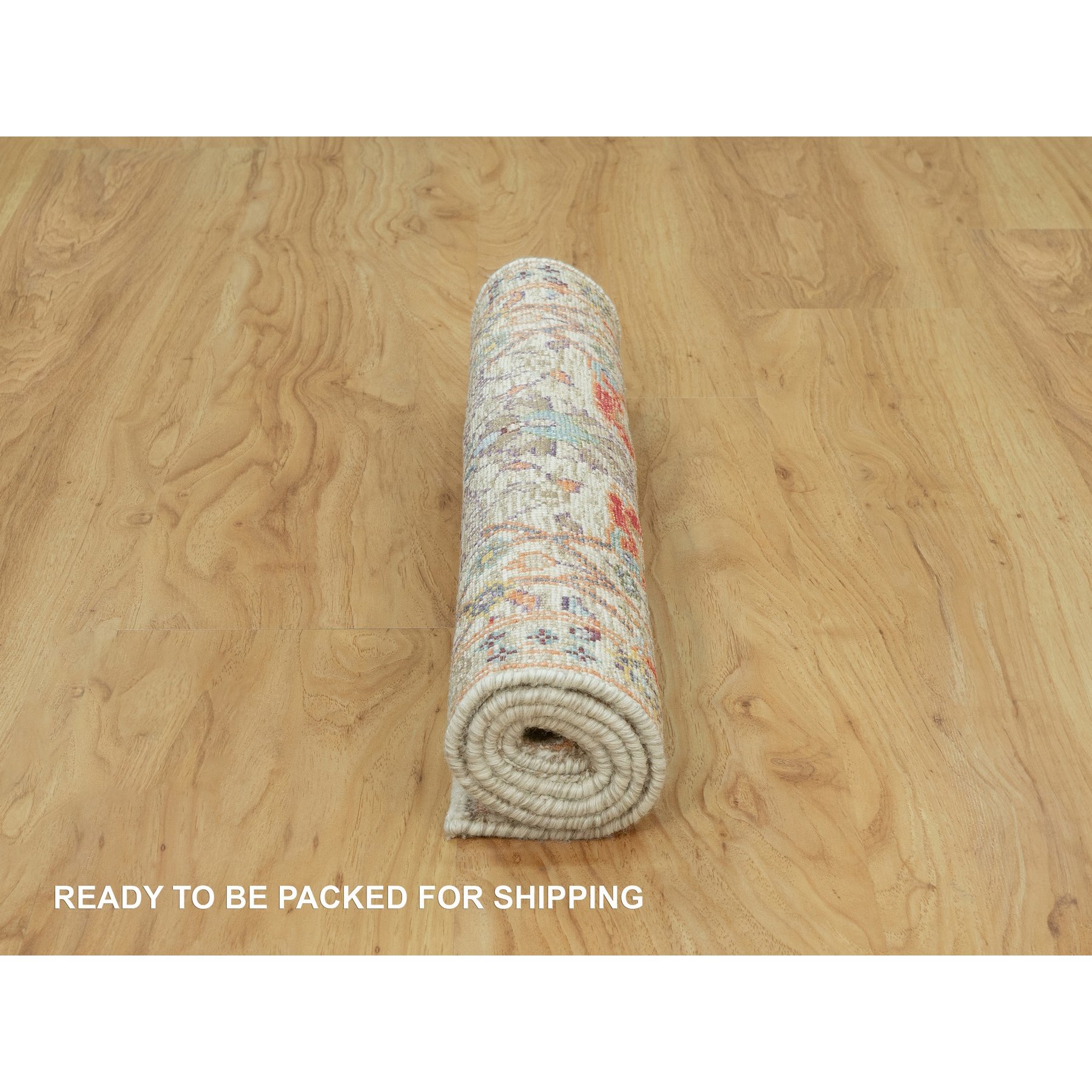2'x3' Ivory Lace, Tabriz Vase With Flower Design, Hand Knotted Colorful Silk With Textured Wool, Denser Weave, Plush and Lush Soft Pile, Oriental Mat Rug HR90694 - Image 6