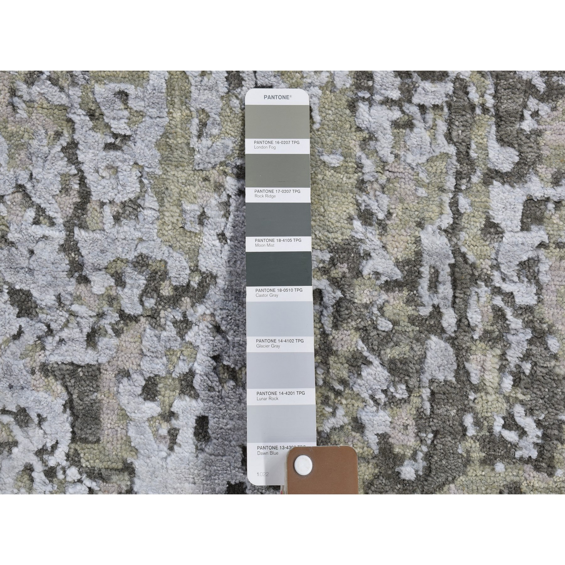 3'x5'2" Gray Persian Knot with Abstract Design Wool Denser Weave Hand Knotted Oriental Rug HR66568 - Image 2