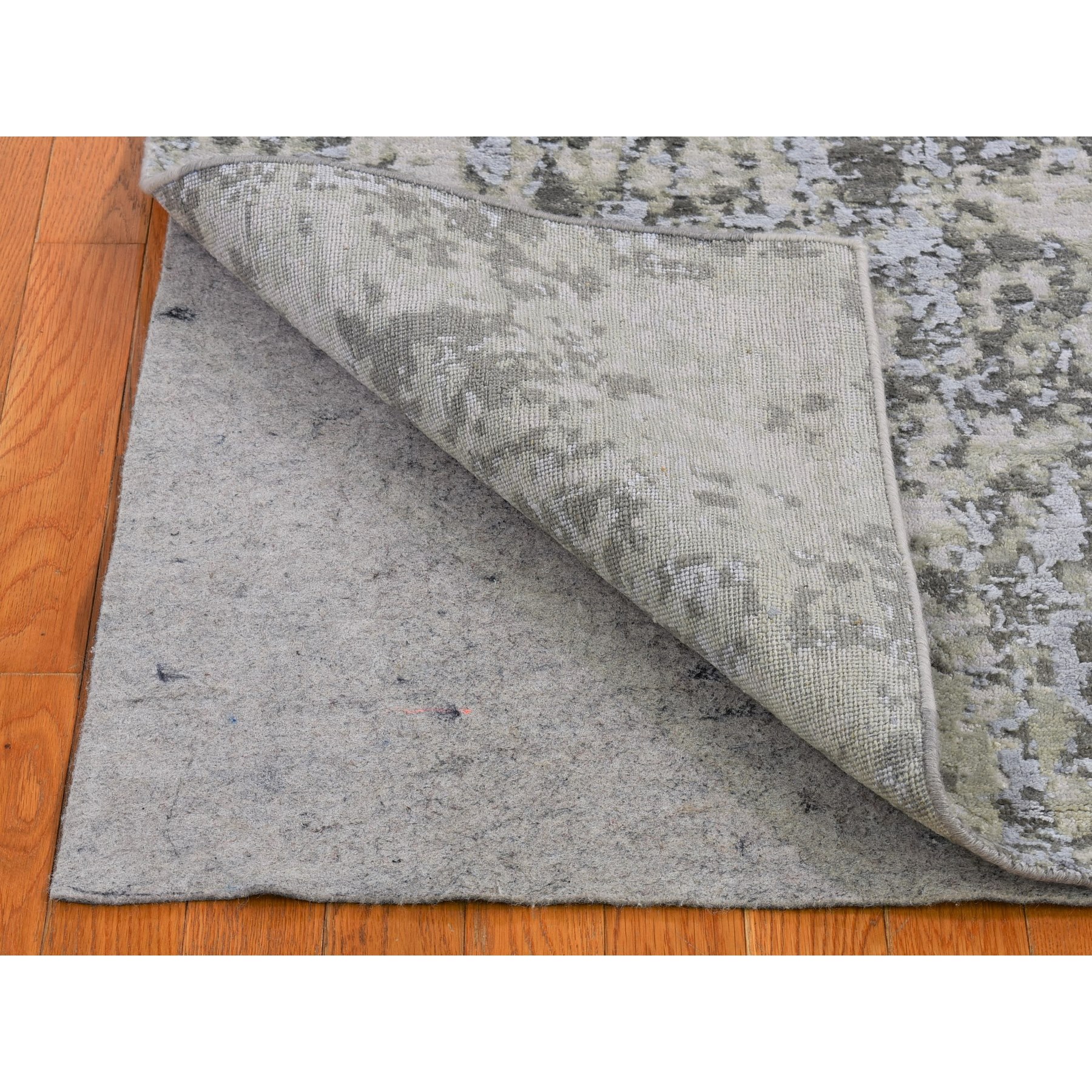 3'x5'2" Gray Persian Knot with Abstract Design Wool Denser Weave Hand Knotted Oriental Rug HR66568 - Image 3