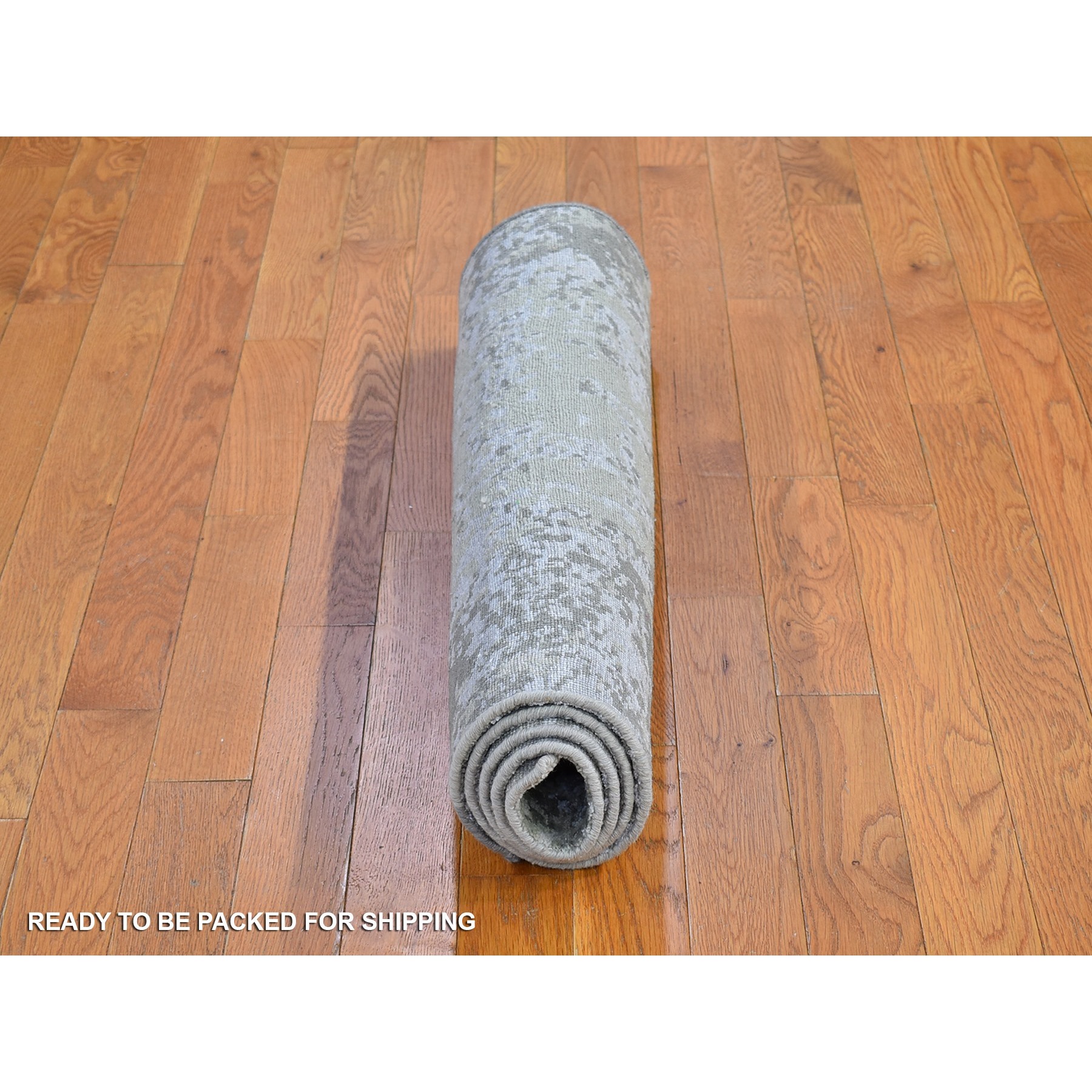 3'x5'2" Gray Persian Knot with Abstract Design Wool Denser Weave Hand Knotted Oriental Rug HR66568 - Image 4