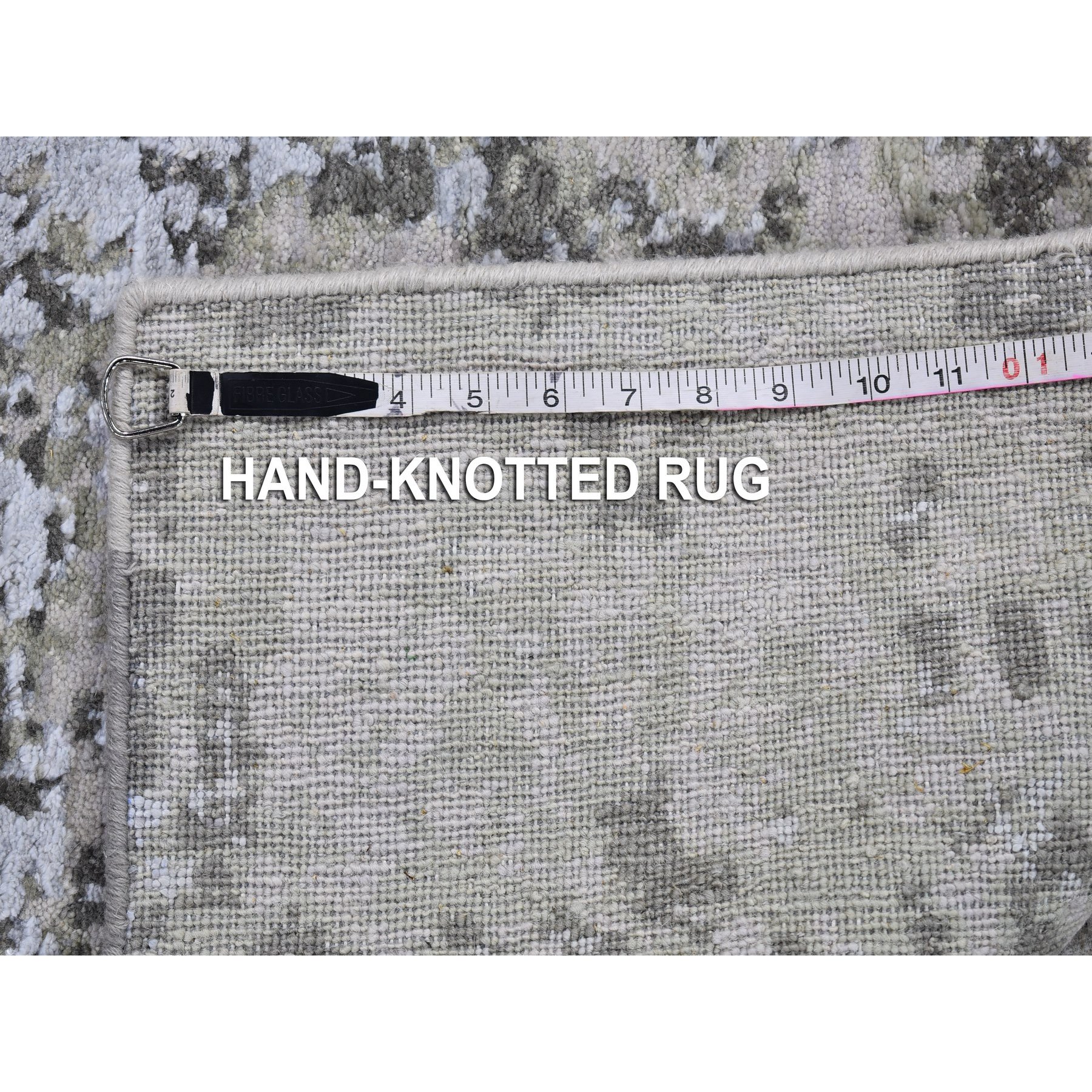3'x5'2" Gray Persian Knot with Abstract Design Wool Denser Weave Hand Knotted Oriental Rug HR66568 - Image 6