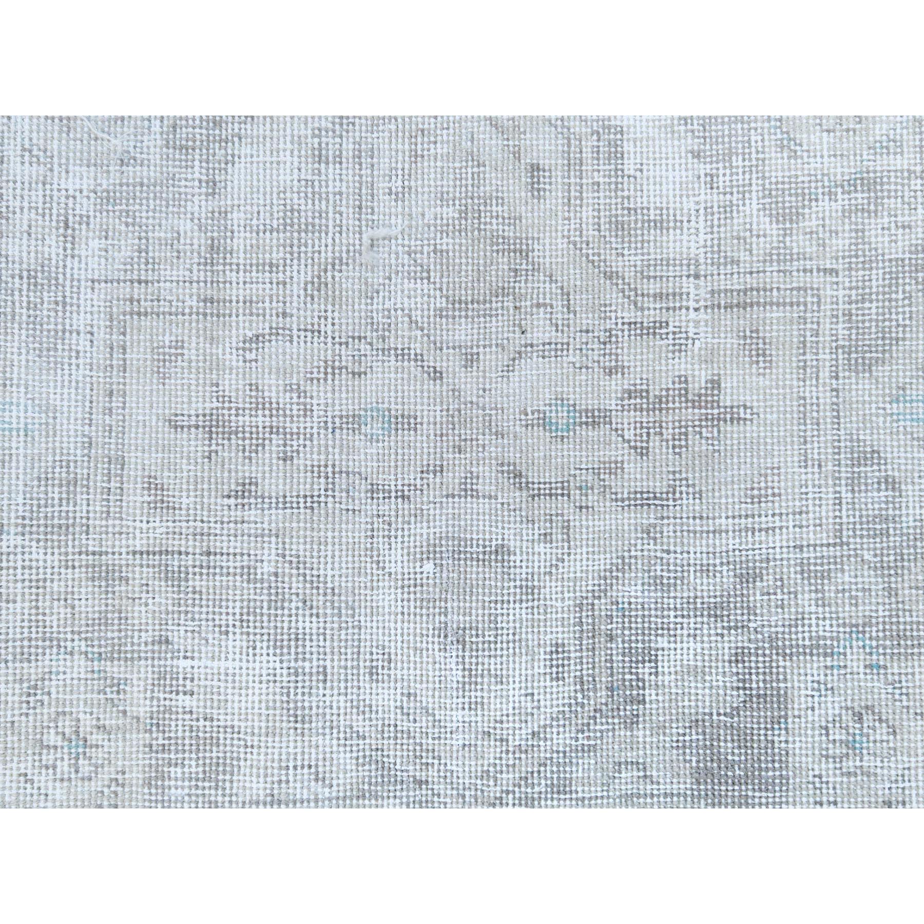 8'1"x10'9" Beige Shabby Chic Vintage Persian Tabriz Hand Knotted Worn Wool, Cropped Thin, Distressed Look Oriental Rug HR81285 - Image 9