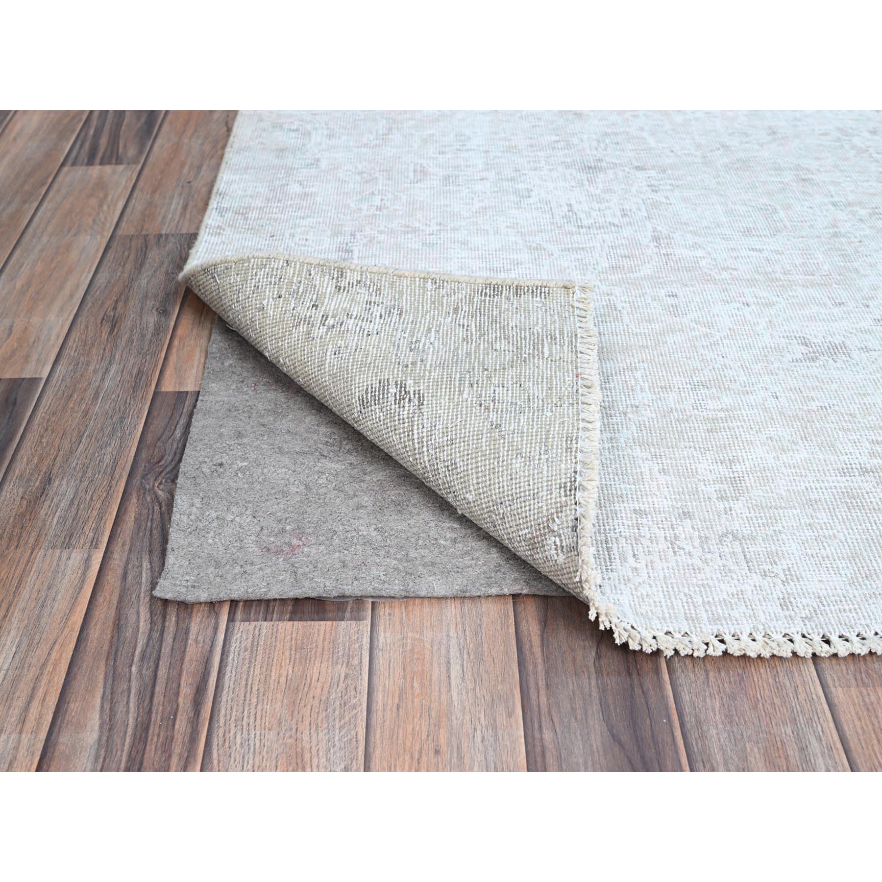 4'x6'2" Alabaster White, Organic Wool, Evenly Worn, Cropped Thin, Mint Condition, Ends Secured Professionally, Clean, Persian Vintage Oriental Rug HR235 - Image 3