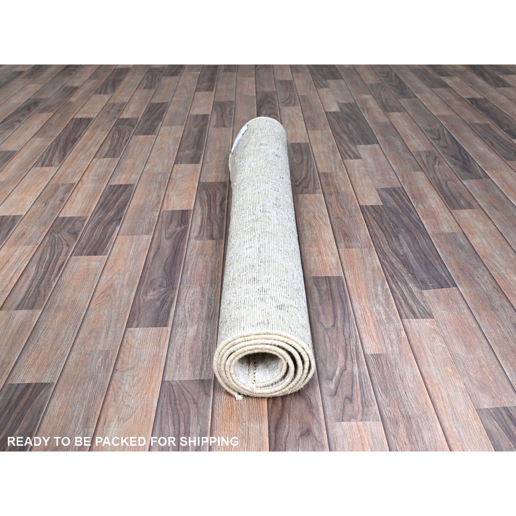 4'x6'2" Alabaster White, Organic Wool, Evenly Worn, Cropped Thin, Mint Condition, Ends Secured Professionally, Clean, Persian Vintage Oriental Rug HR235 - Image 5