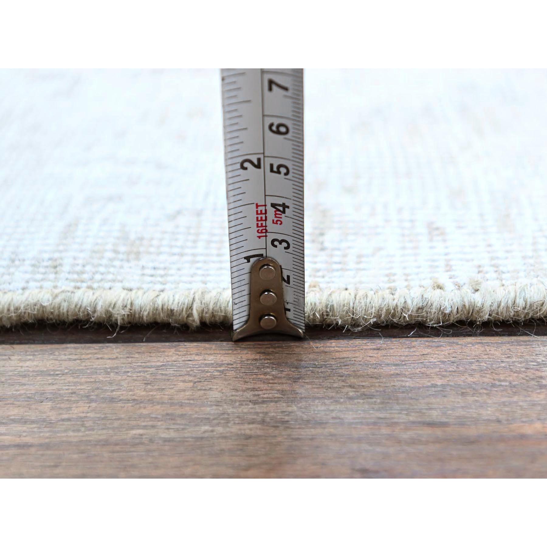 4'x6'2" Alabaster White, Organic Wool, Evenly Worn, Cropped Thin, Mint Condition, Ends Secured Professionally, Clean, Persian Vintage Oriental Rug HR235 - Image 6