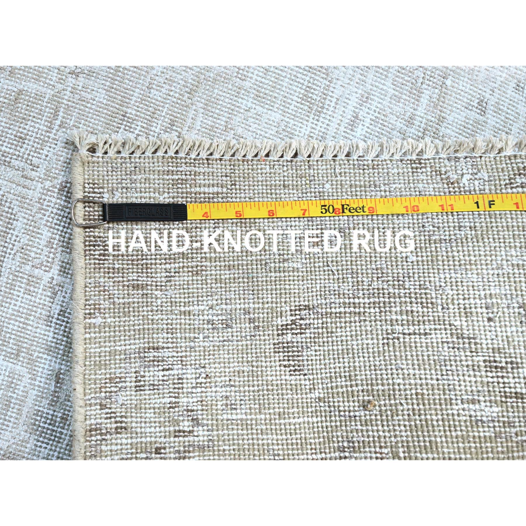 4'x6'2" Alabaster White, Organic Wool, Evenly Worn, Cropped Thin, Mint Condition, Ends Secured Professionally, Clean, Persian Vintage Oriental Rug HR235 - Image 7