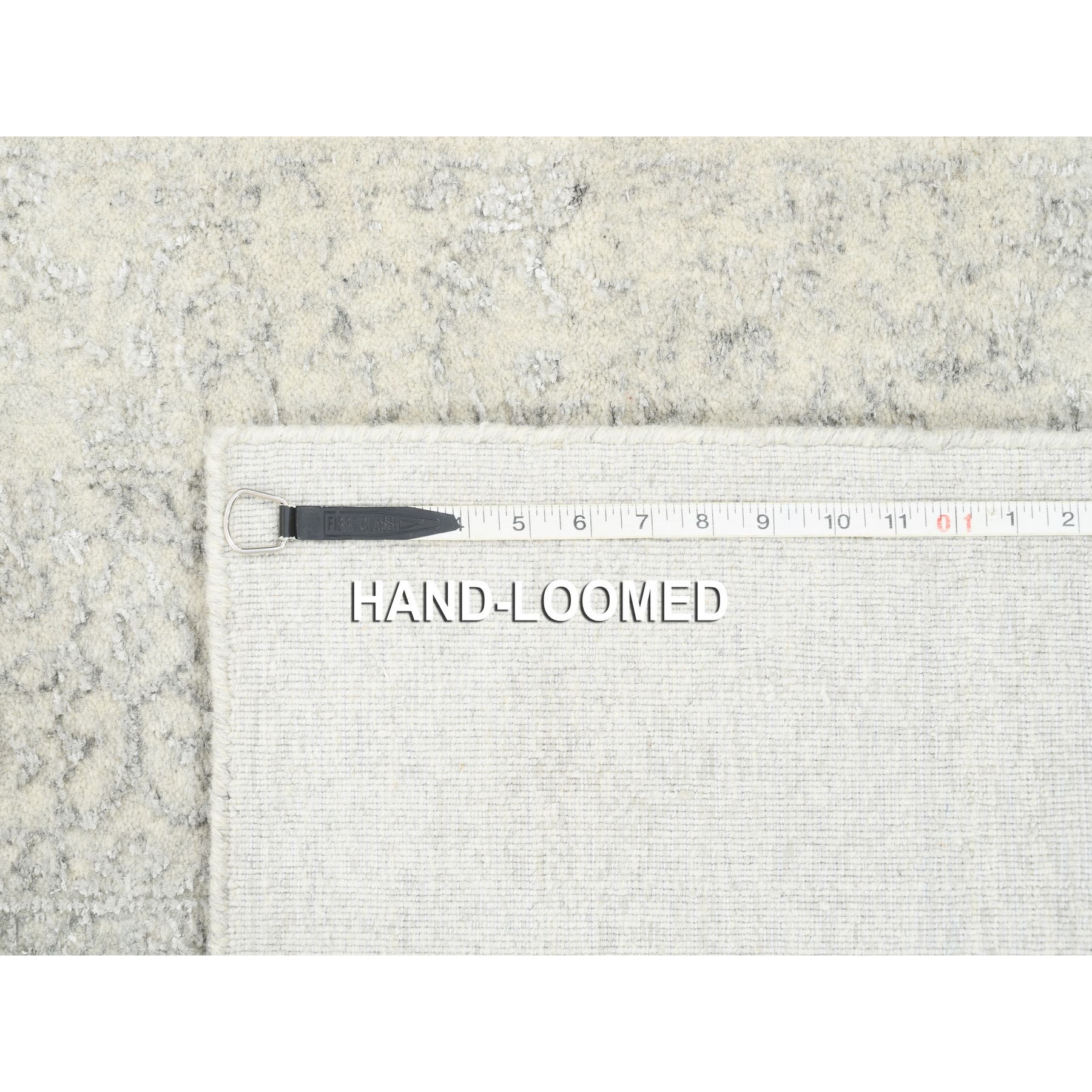 2'6"x10'1" Beige Hand Loomed with Transitional Design Fine Jacquard Wool and Plant Based Silk Oriental Runner Rug HR62856 - Image 8