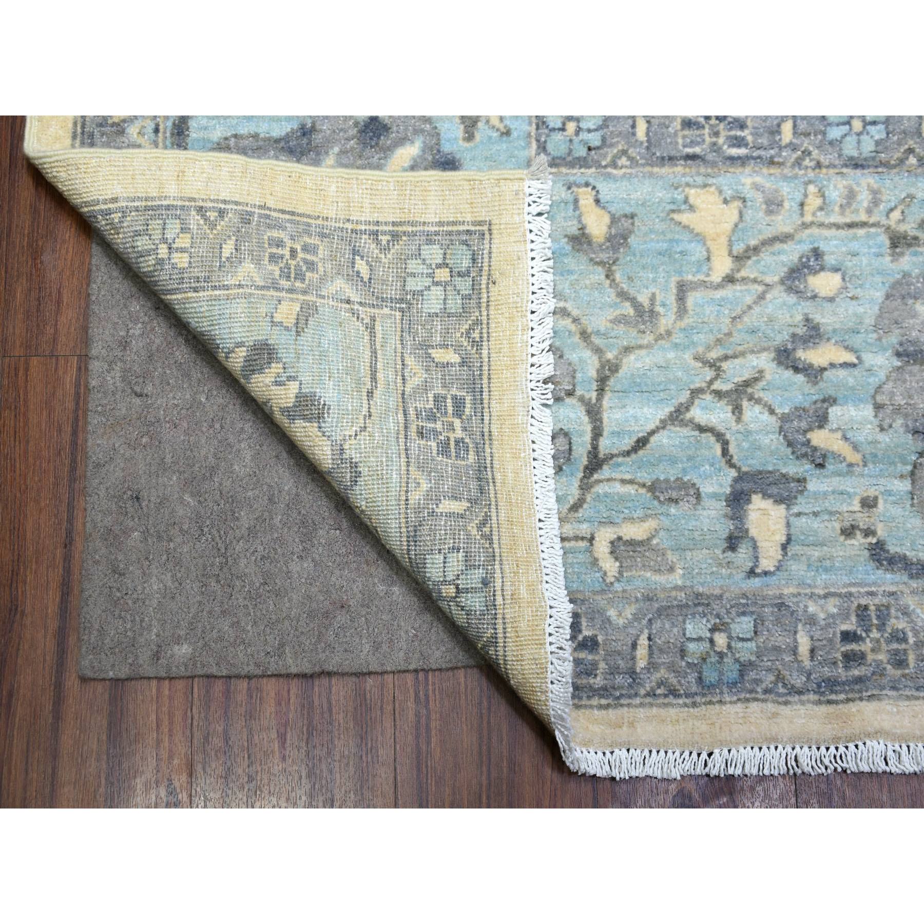 9'x11'10" Ivory Afghan Peshawar with All Over Motifs Organic Wool Hand Knotted Oriental Rug HR70317 - Image 5