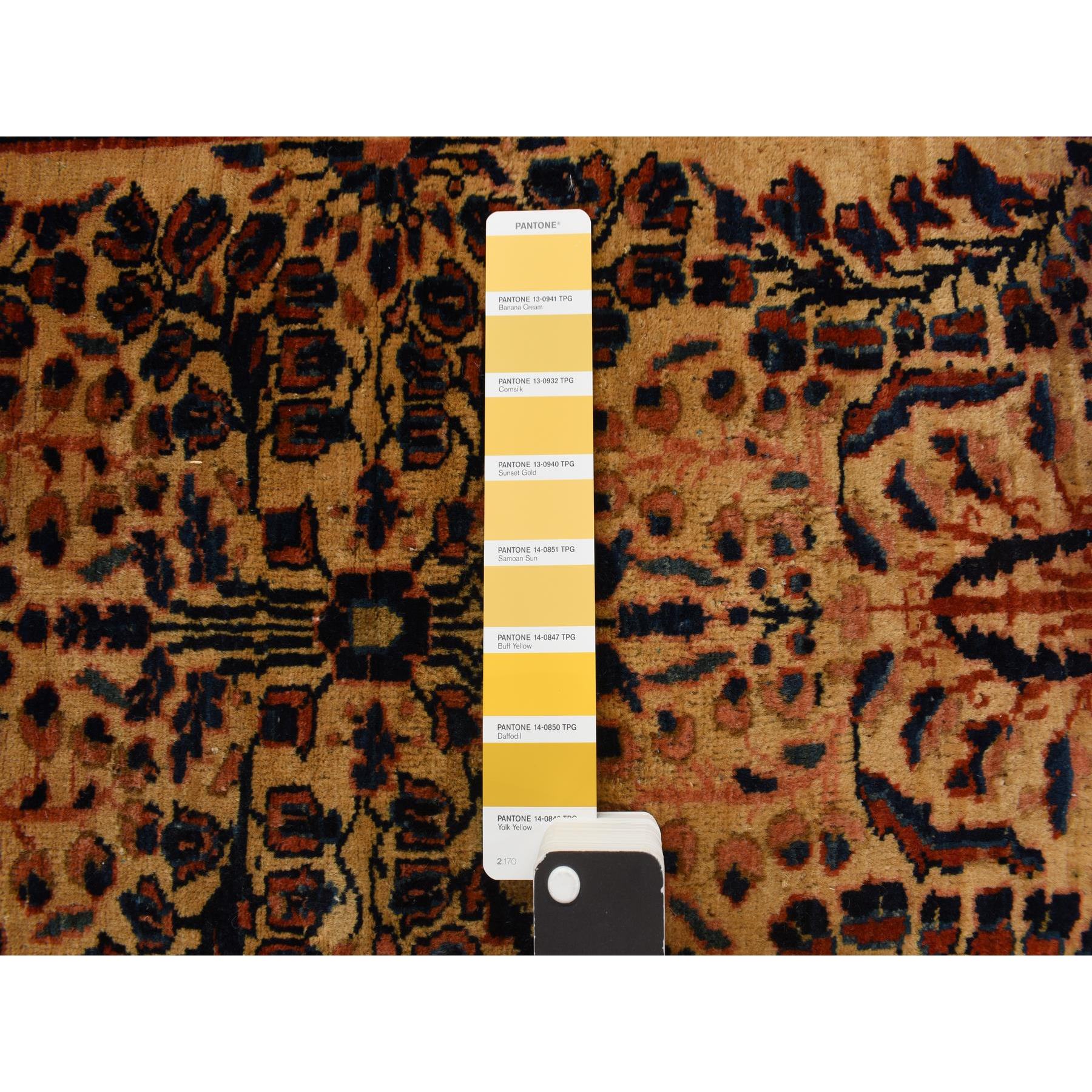 2'x3' Faded Gold, Antique Persian Mohojaran Sarouk Mat In Good Condition, Hand Knotted, Clean and Soft, Natural Wool, Even Wear, Oriental Rug HR78191 - Image 3