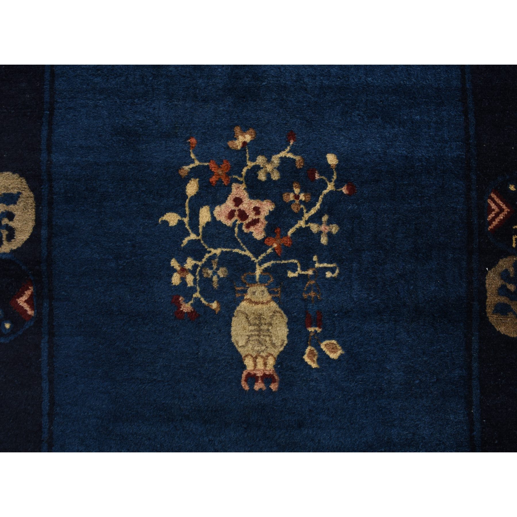 3'x5'8" Big Dipper Blue, Antique Chinese Peking, Clean and Soft, Sides and Ends Professionally Secured, Pure Wool, Full Pile In Mint Condition, Hand Knotted Oriental Rug HR78195 - Image 5